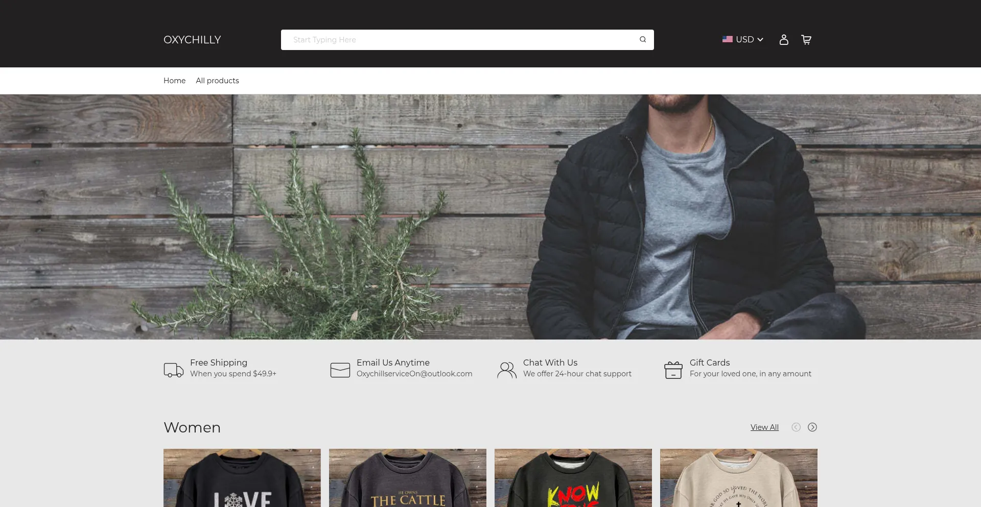 Website screenshot of Oxychilly.com