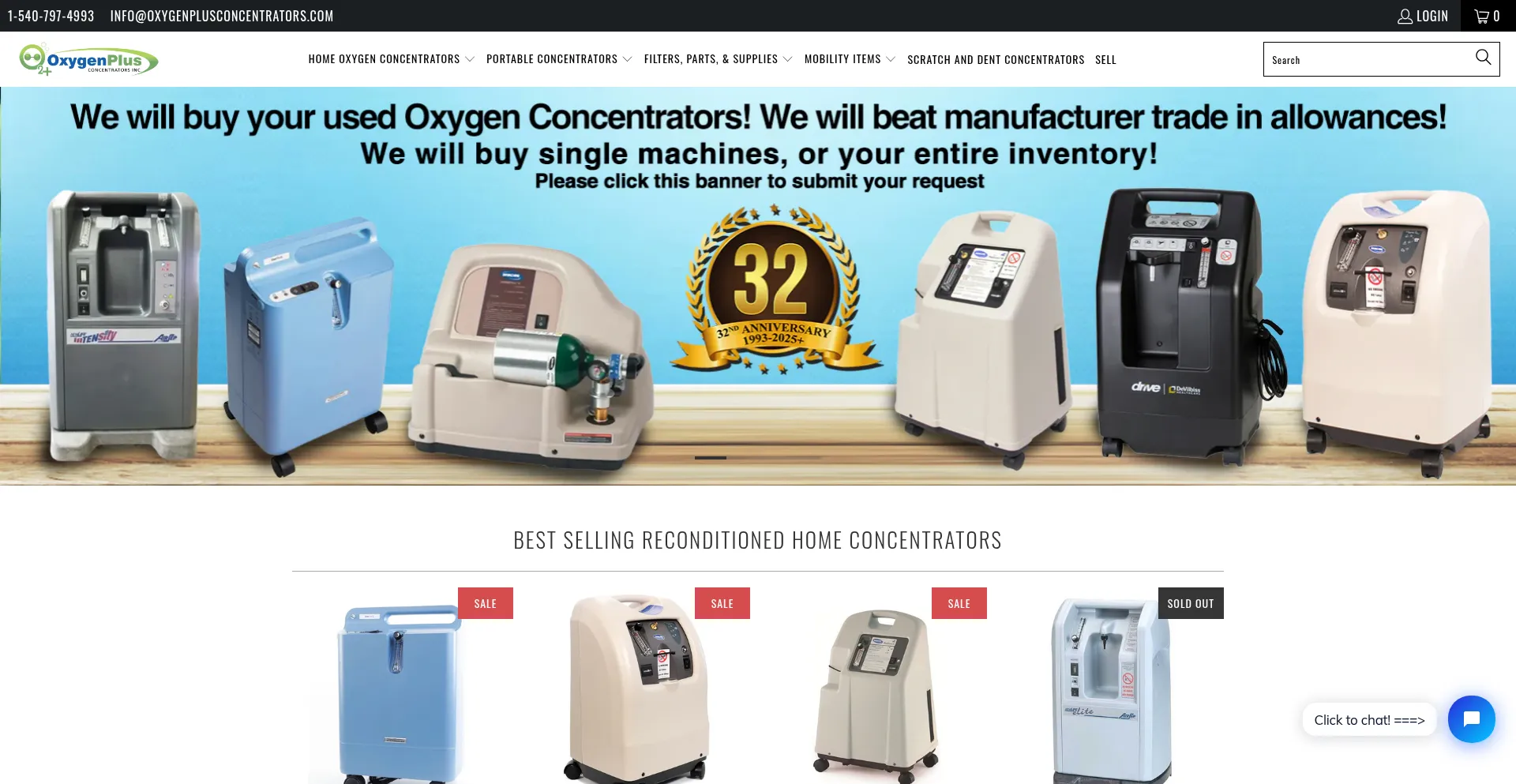 Oxygenplusconcentrators.com Screenshot