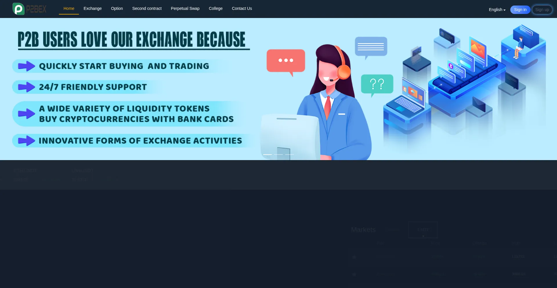 Website screenshot of P2bex.com