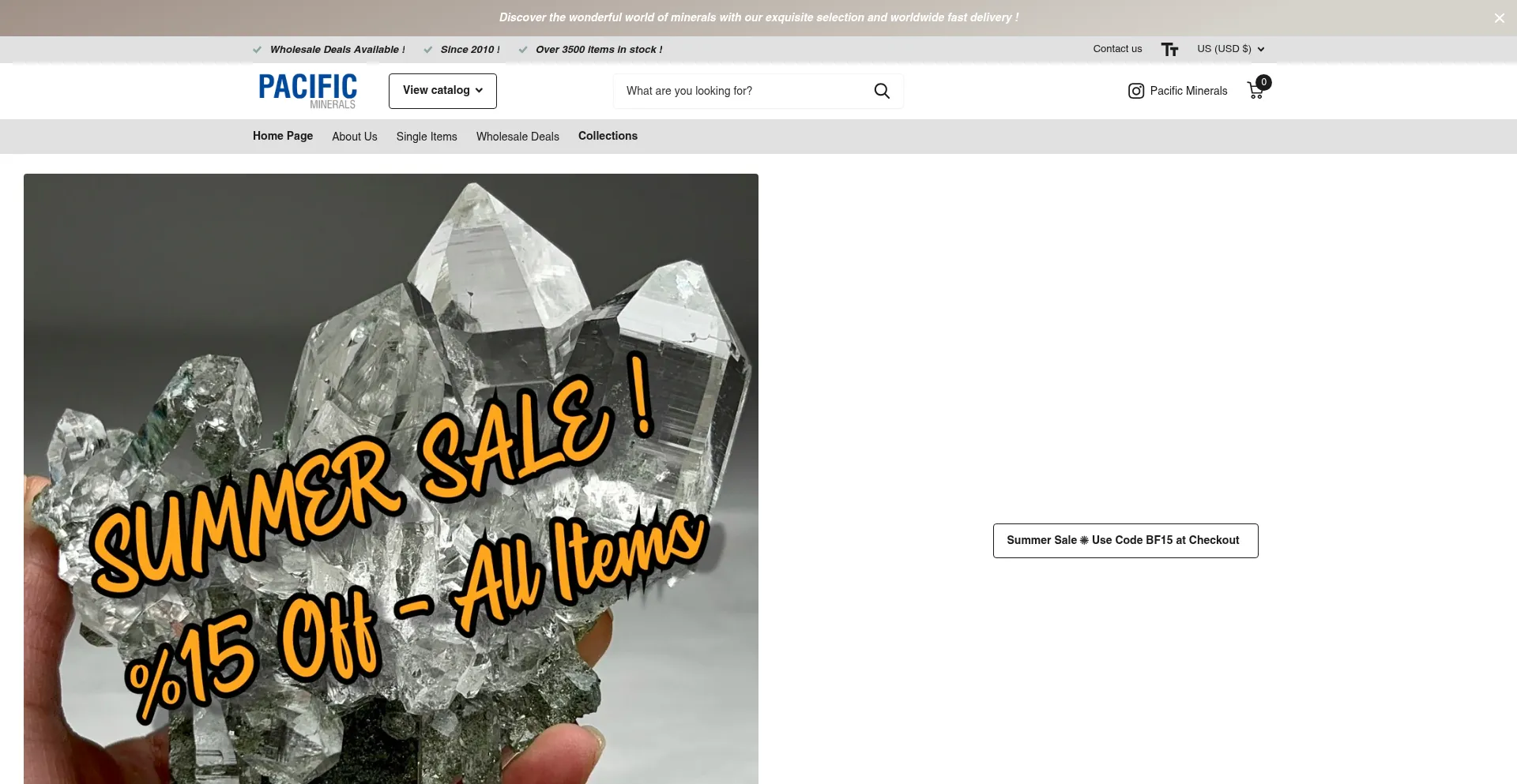 Website screenshot of Pacificminerals.shop