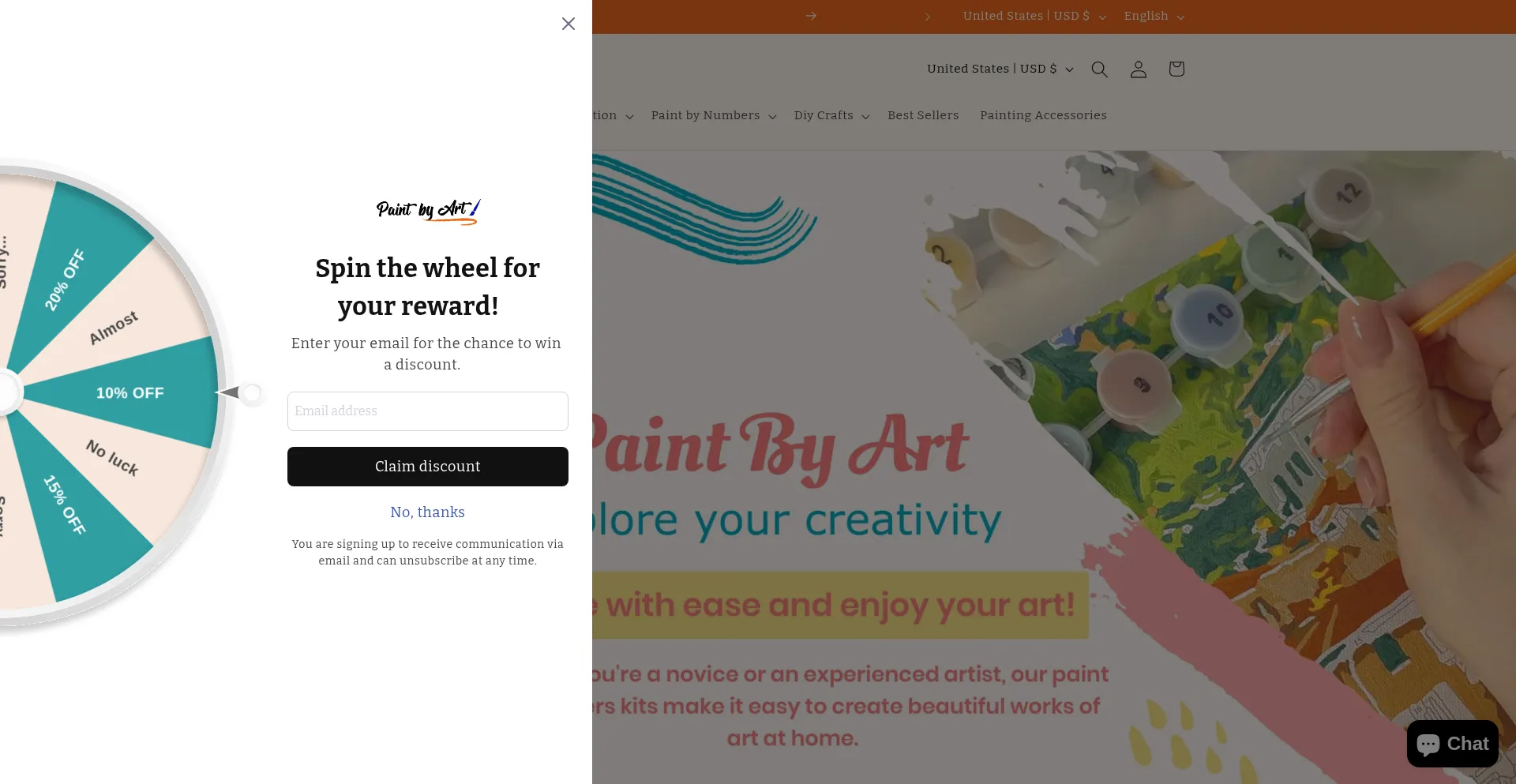 Website screenshot of Paintbyart.com