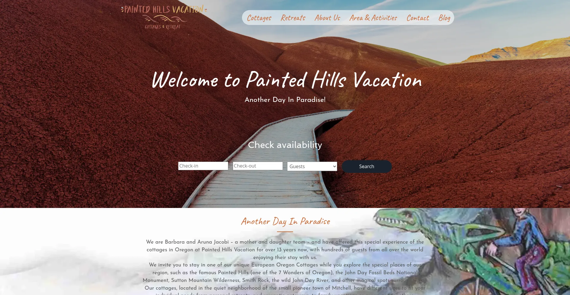 Website screenshot of Paintedhillsvacation.com