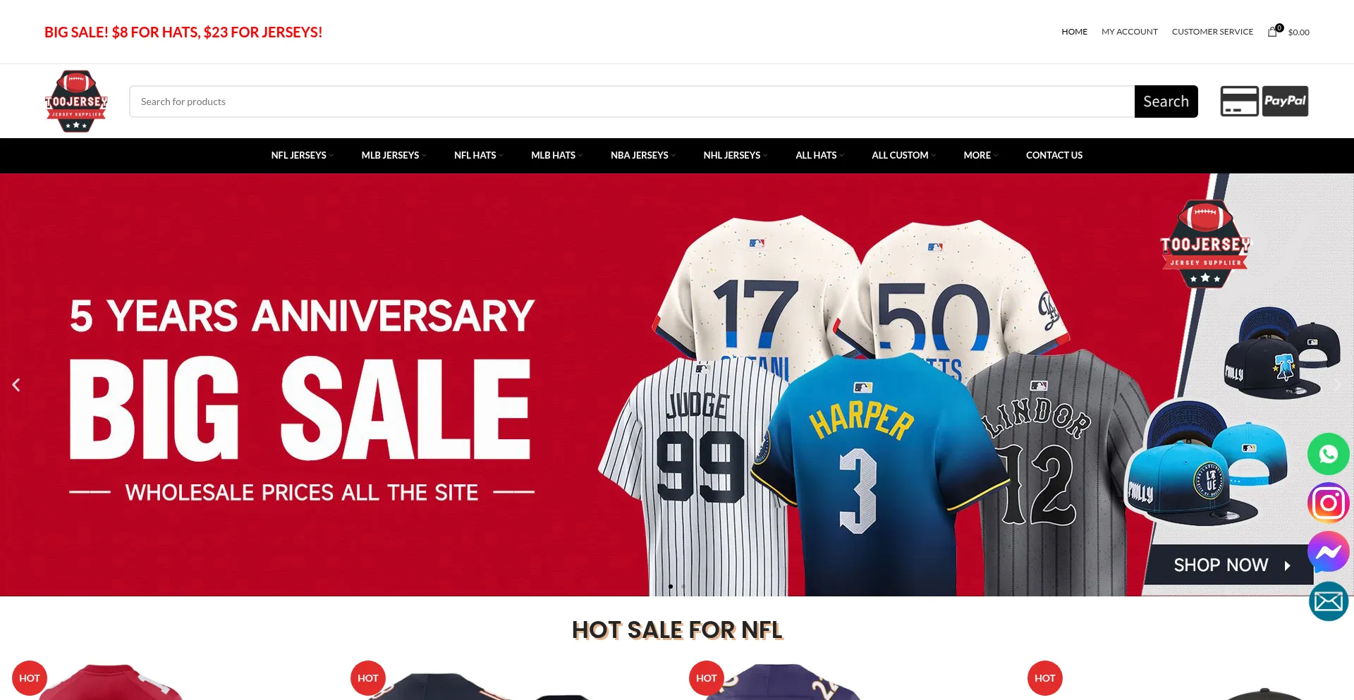 Website screenshot of Pajersey.com