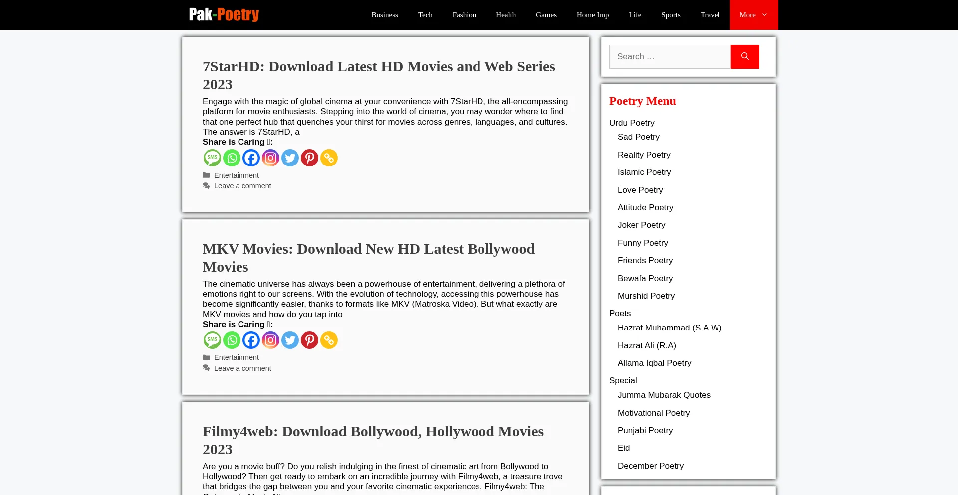 Pak-poetry.com Screenshot