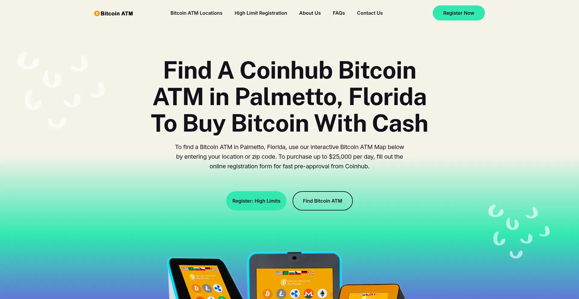 Website screenshot of Palmettobitcoinatm.com