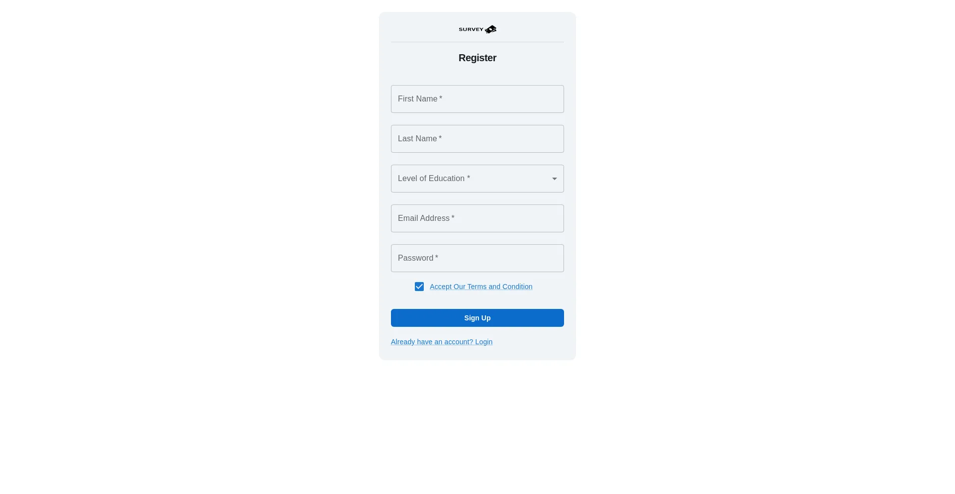 Website screenshot of Panel.surveyiz.com