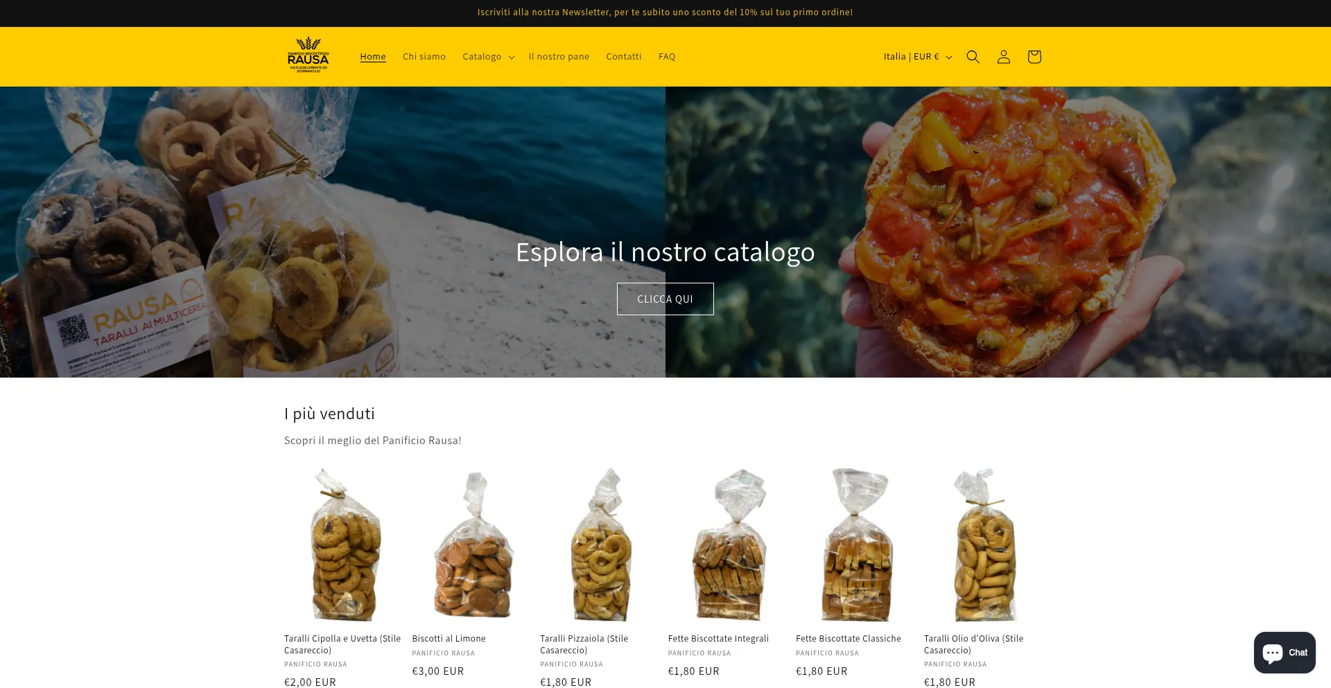 Website screenshot of Panificiorausa.com