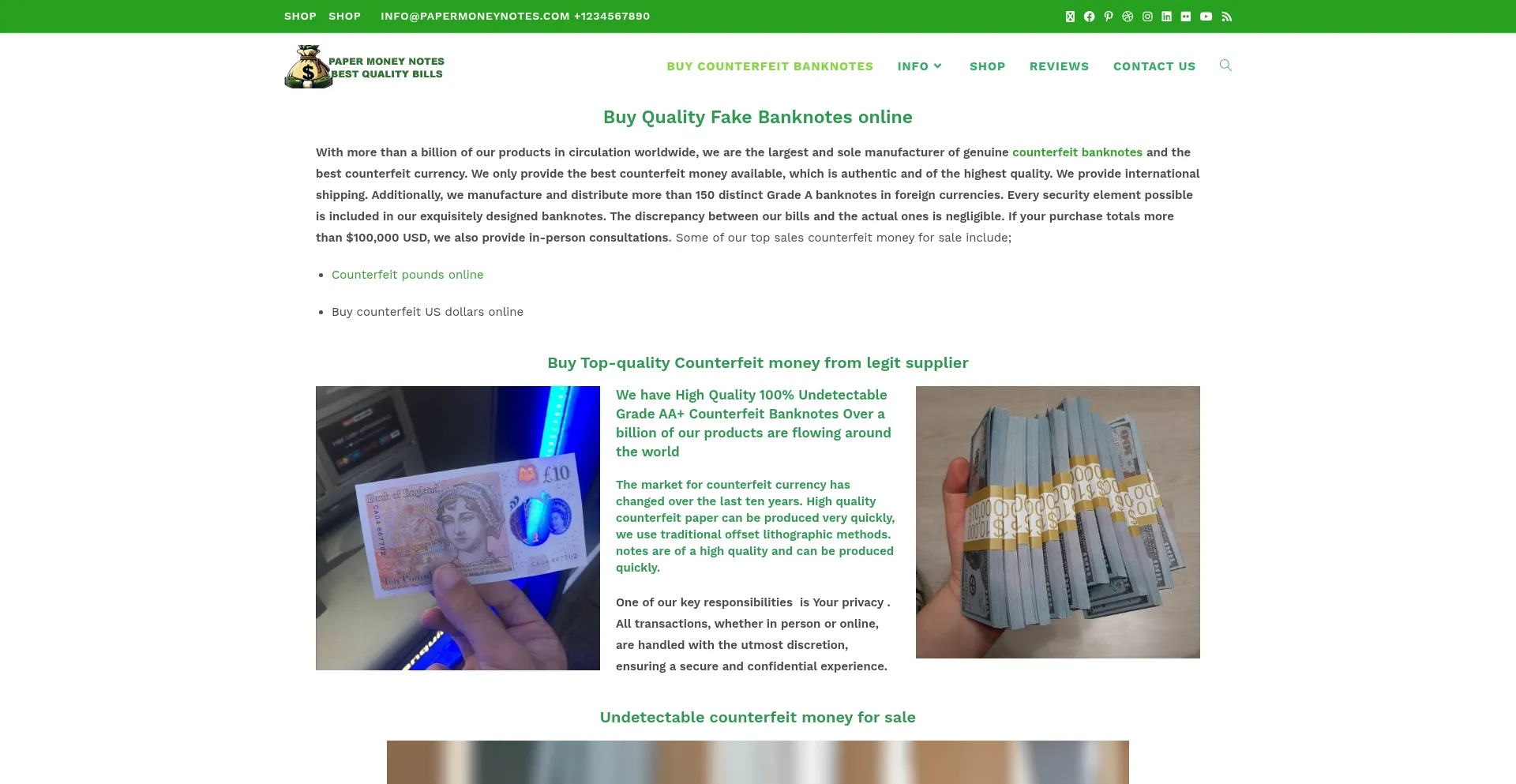 Website screenshot of Papermoneynotes.com