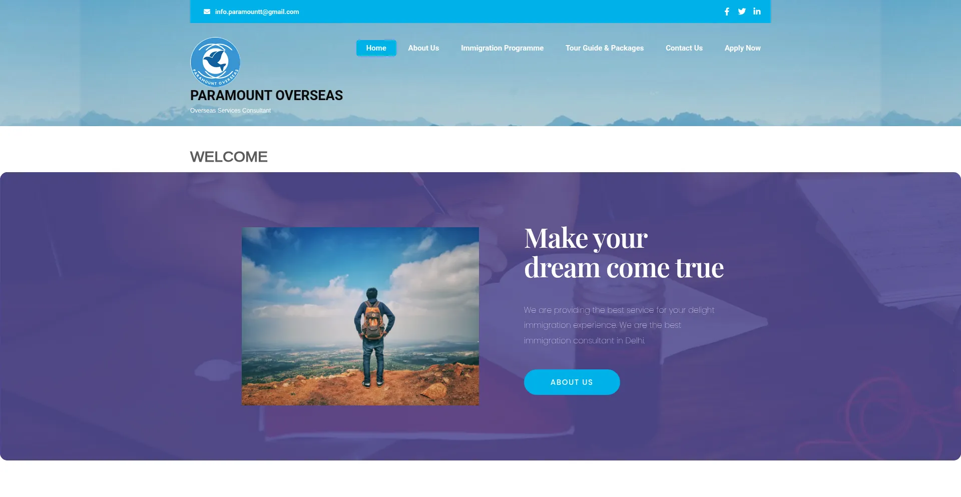 Website screenshot of Paramountoverseas.co.in
