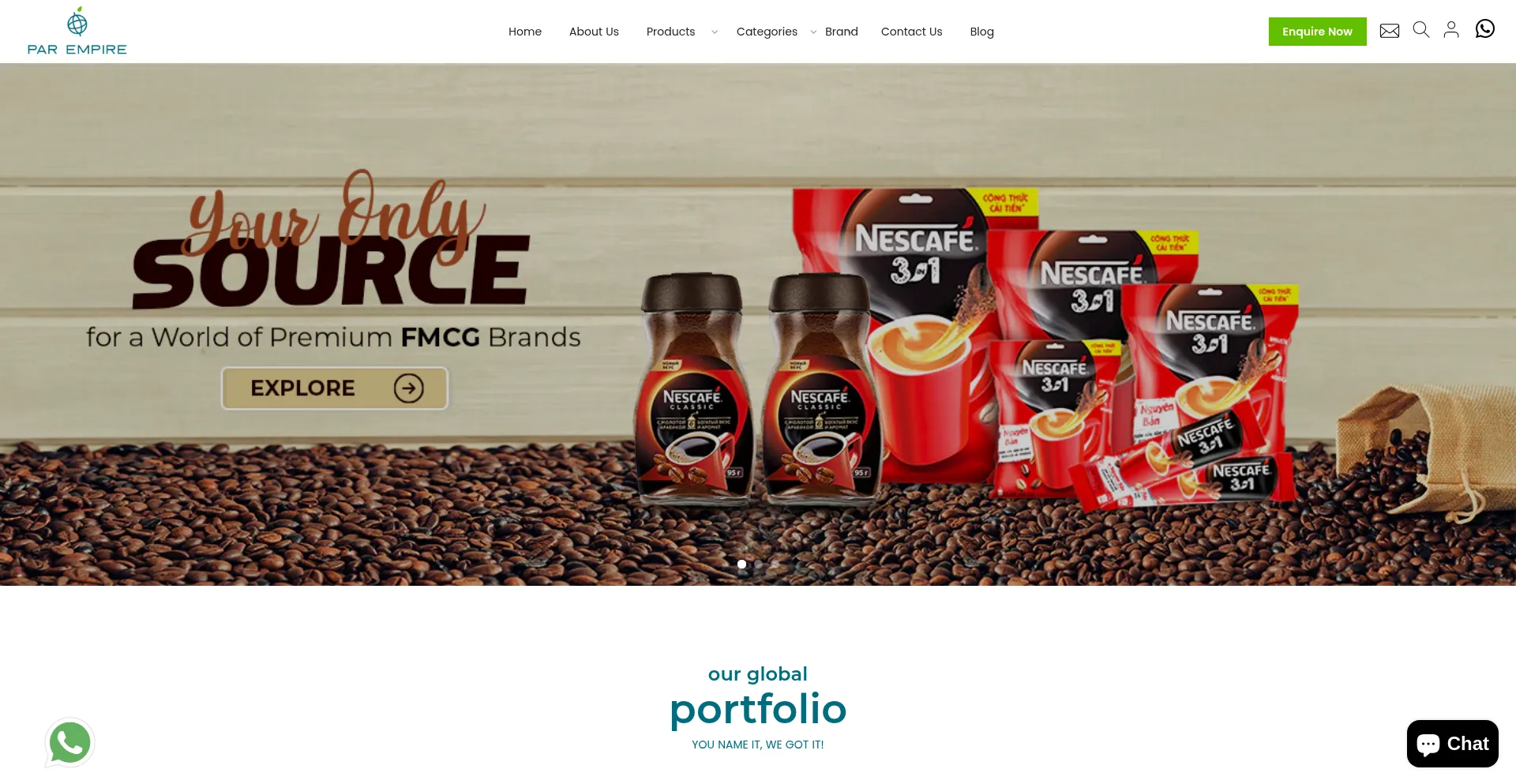 Website screenshot of Parempire.com