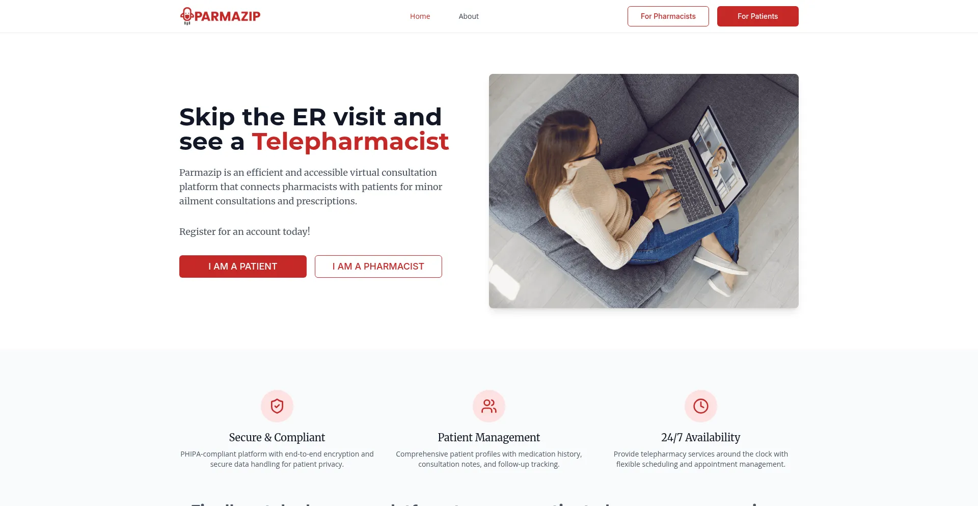 Website screenshot of Parmazip.com