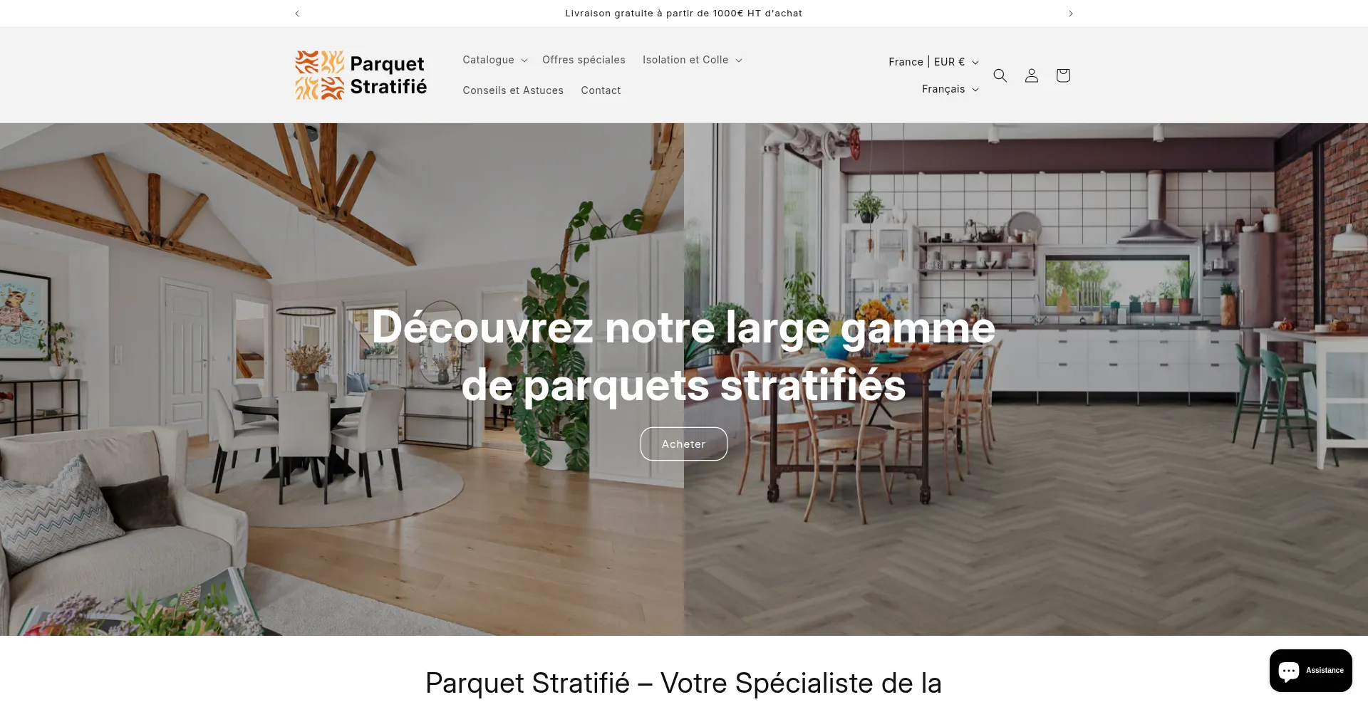 Website screenshot of Parquet-stratifie.com