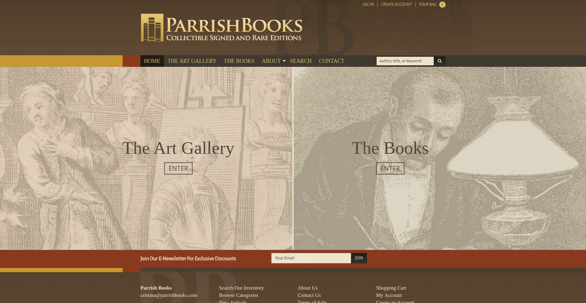 Website screenshot of Parrishbooks.com