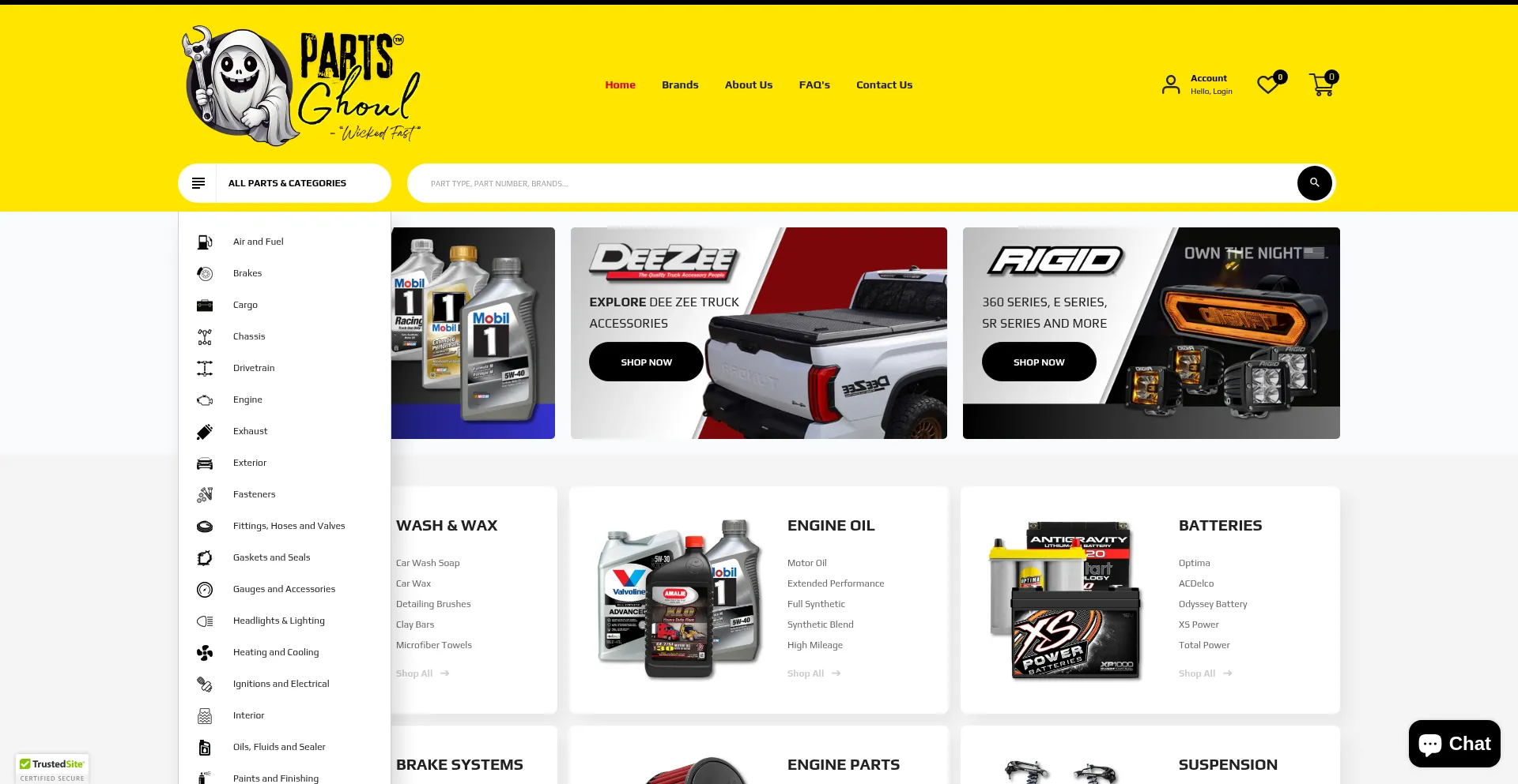 Website screenshot of Partsghoul.com