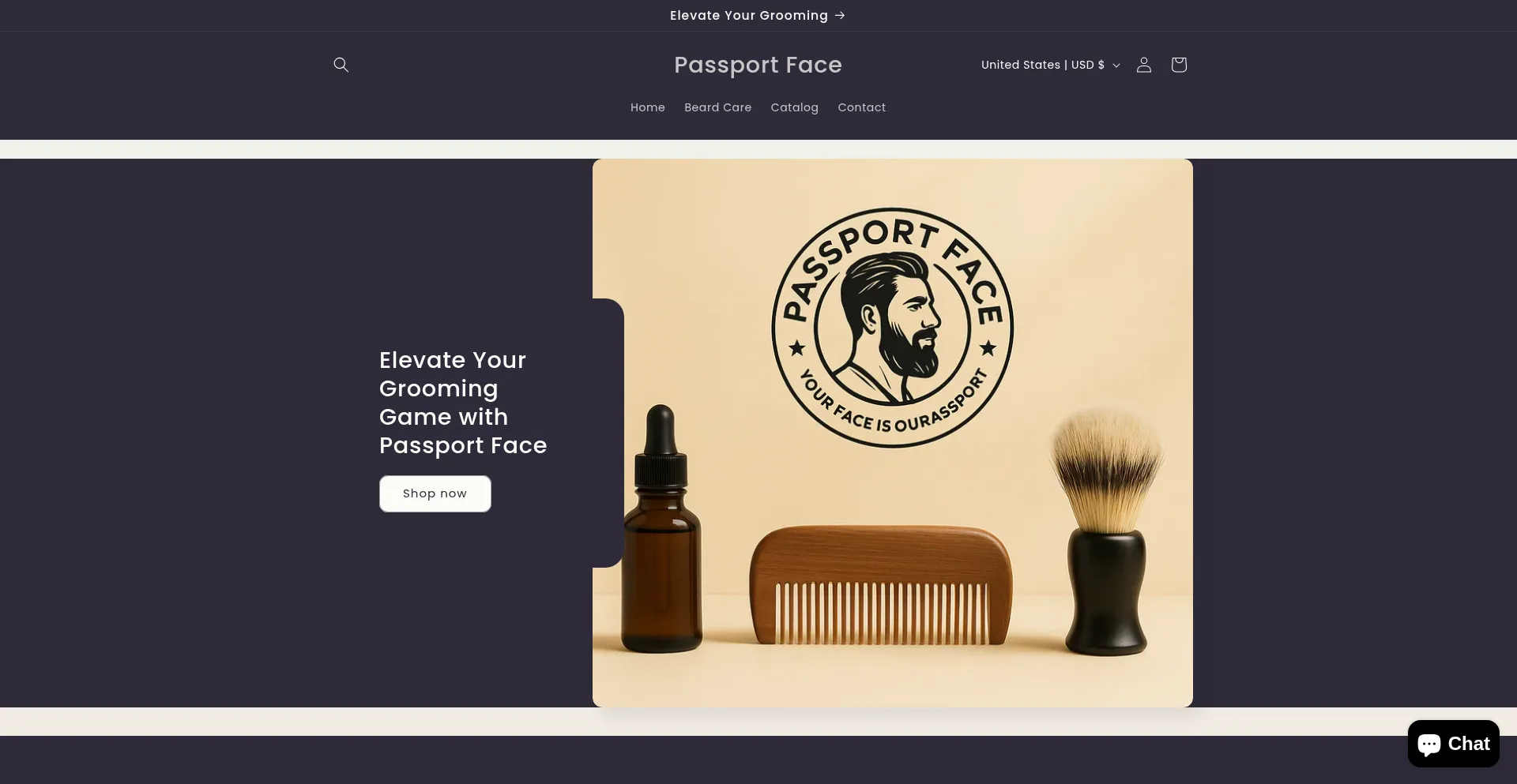 Website screenshot of Passportface.shop