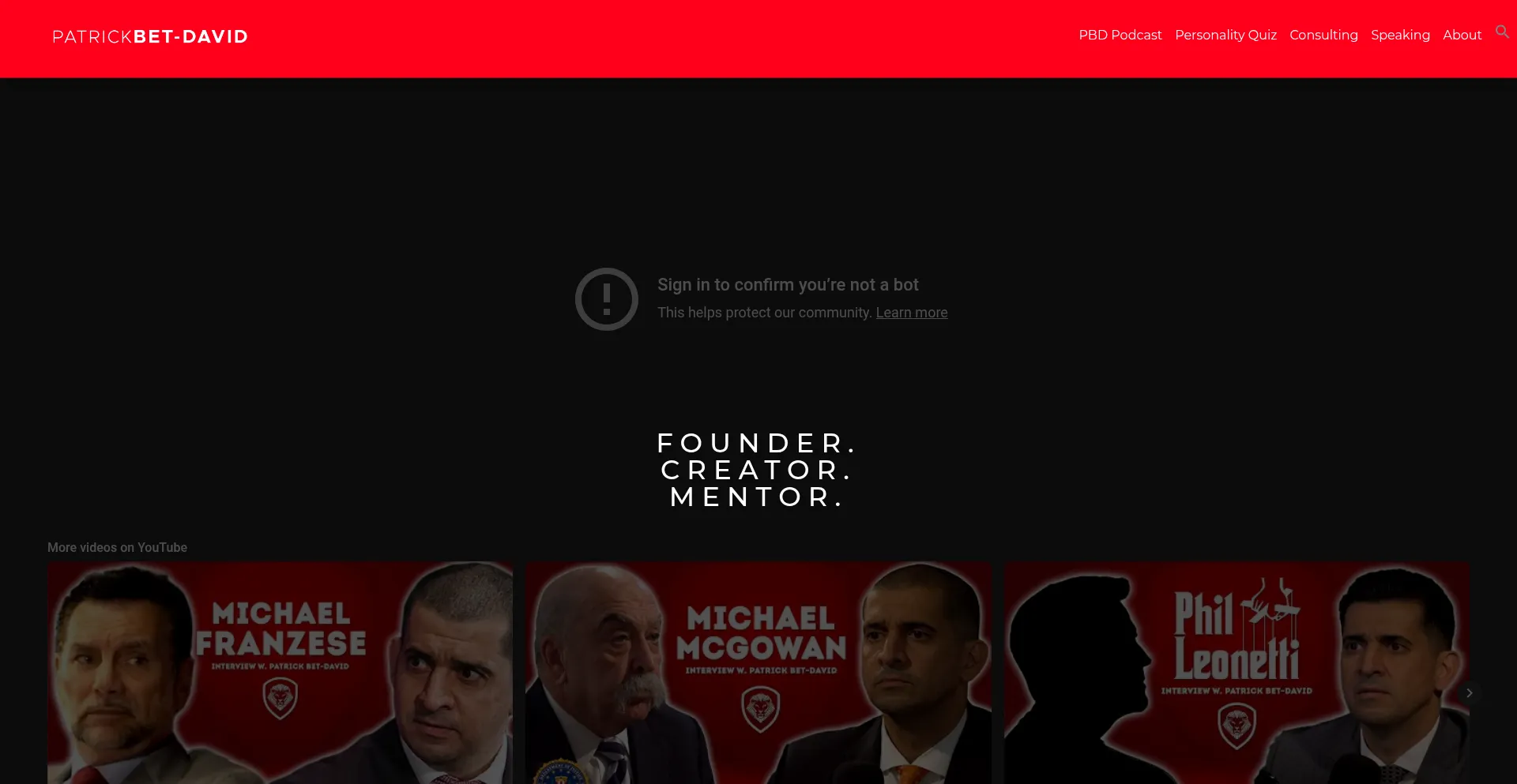 Website screenshot of Patrickbetdavid.com