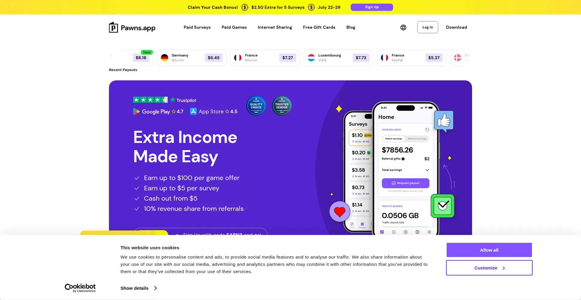Website screenshot of Pawnsapp.com