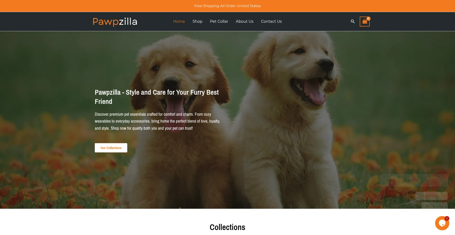 Website screenshot of Pawpzilla.com