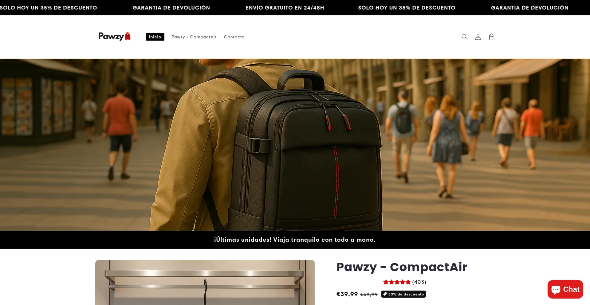 Website screenshot of Pawzyesp.com