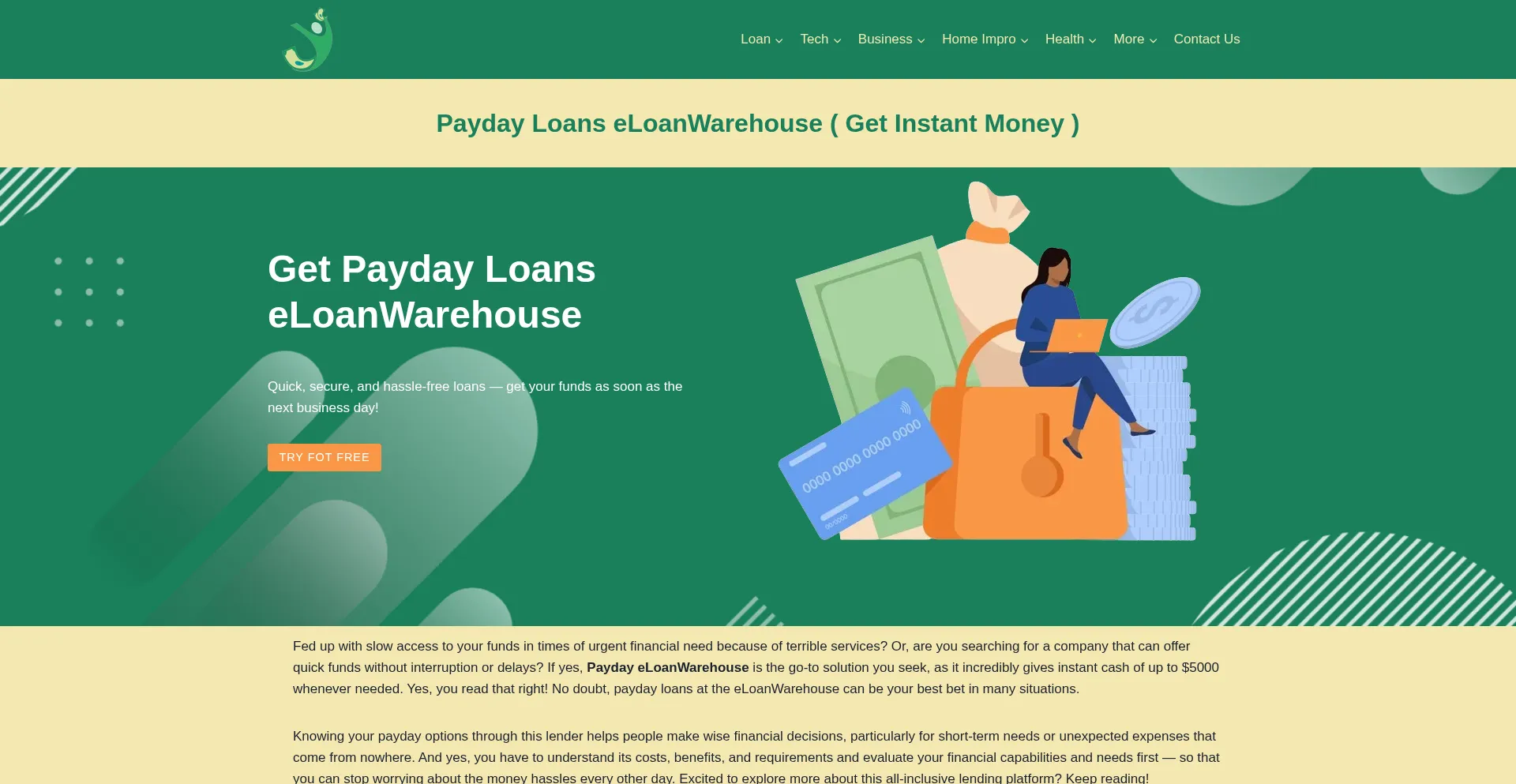 Paydayloanseloanwarehouse.us Screenshot