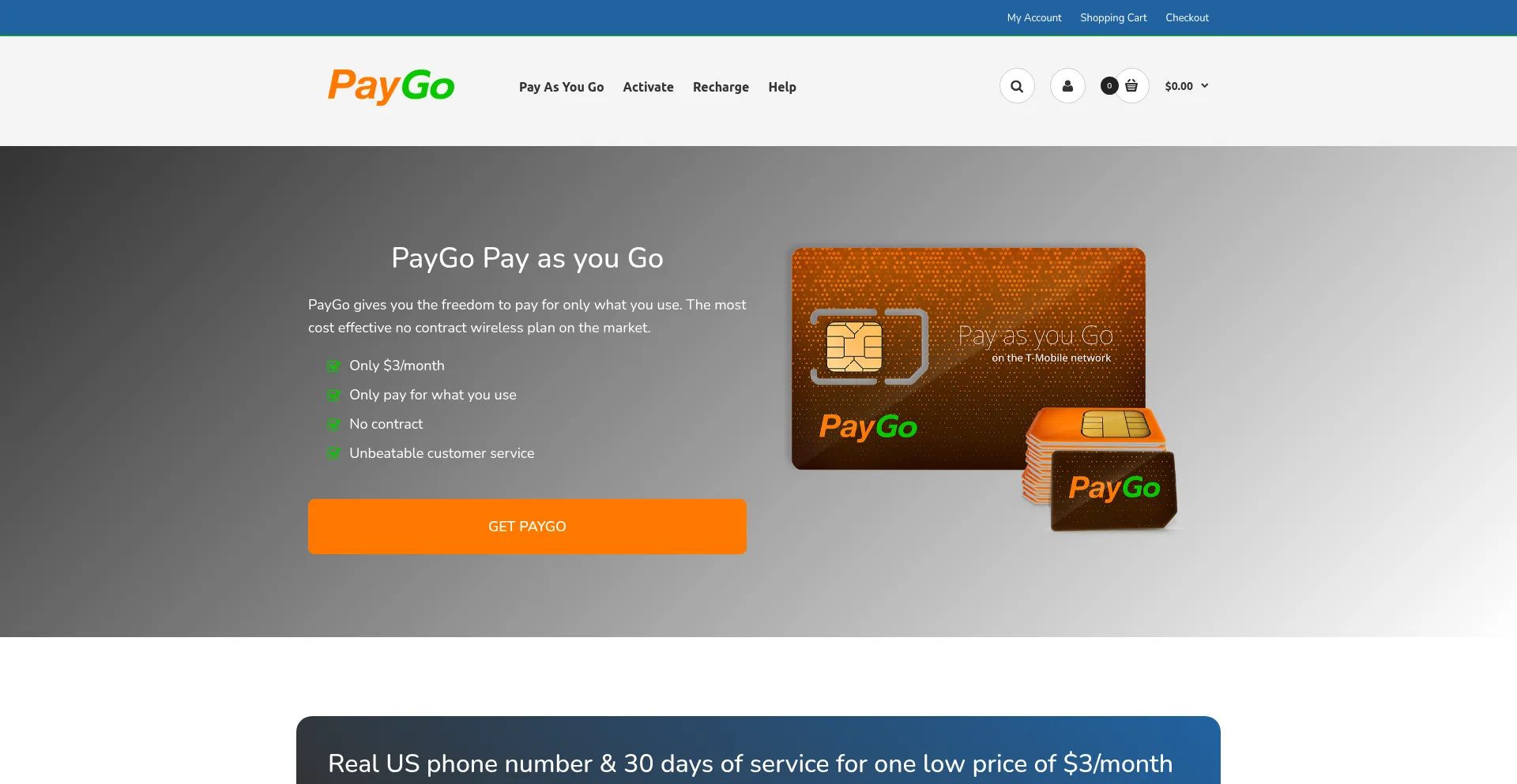 Website screenshot of Paygoplan.com