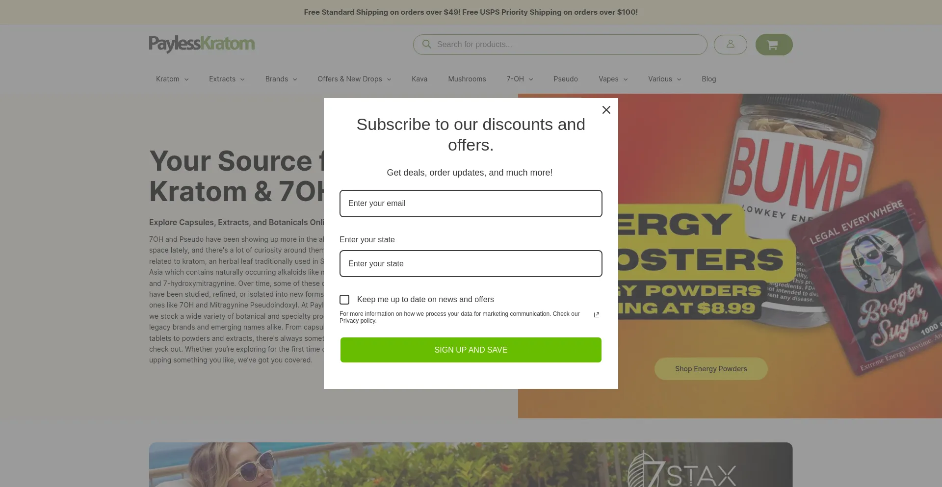 Website screenshot of Paylesskratom.com