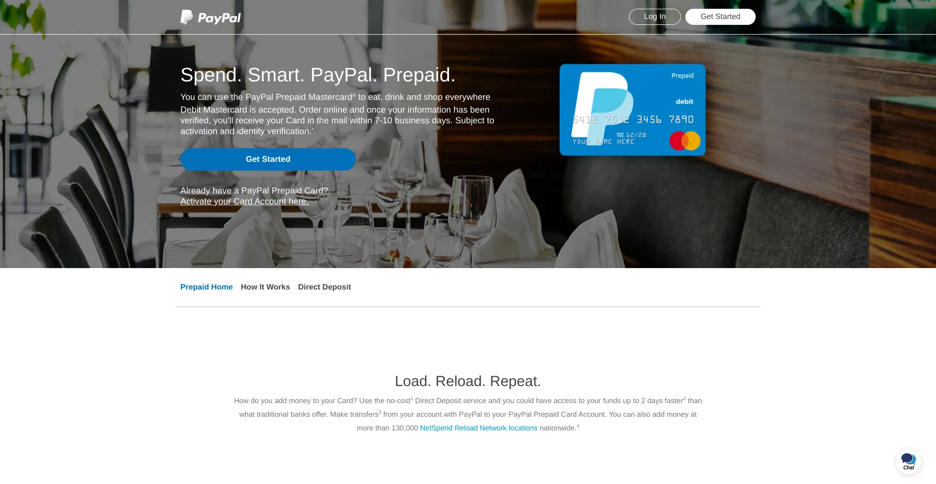 Website screenshot of Paypal-prepaid.com