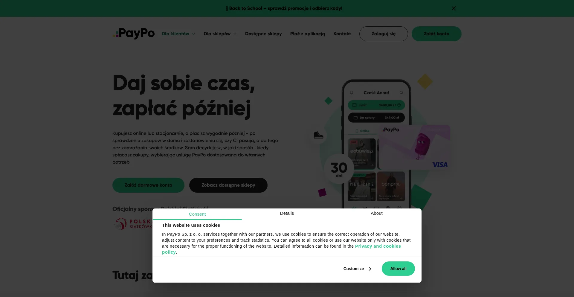 Website screenshot of Paypo.pl