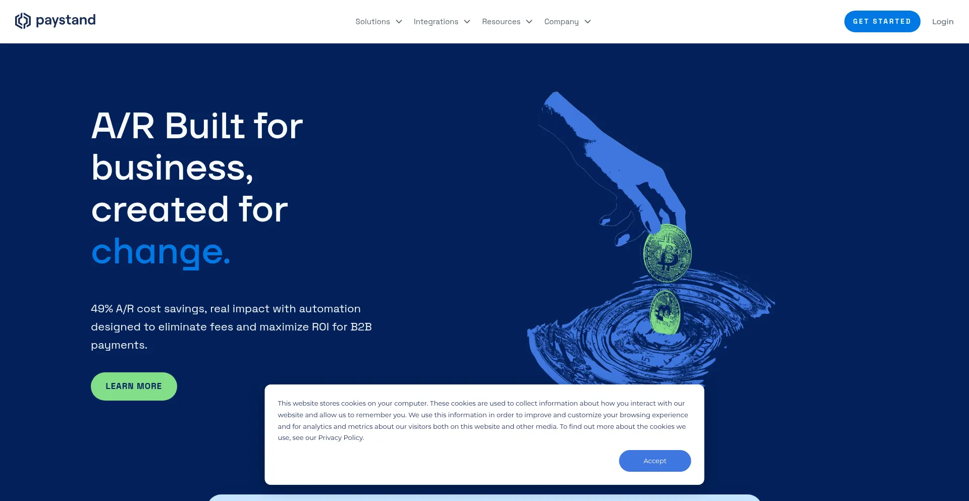 Website screenshot of Paystand.com