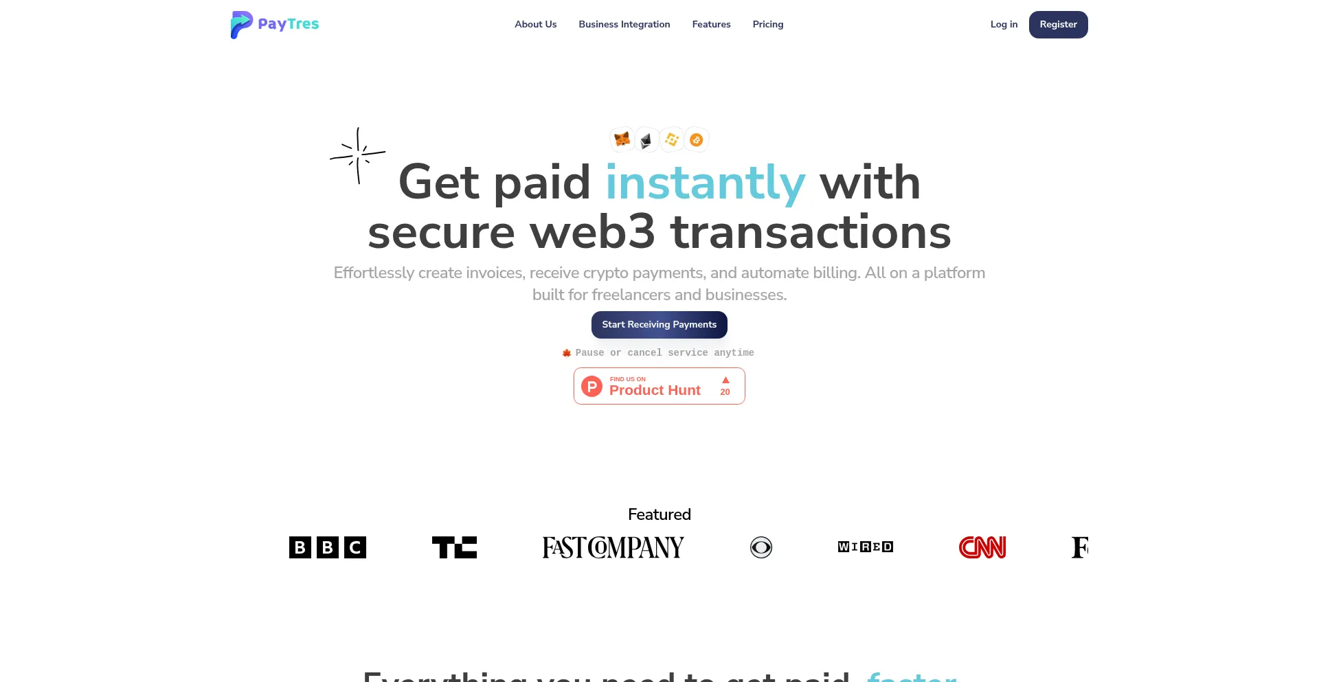 Website screenshot of Paytres.com