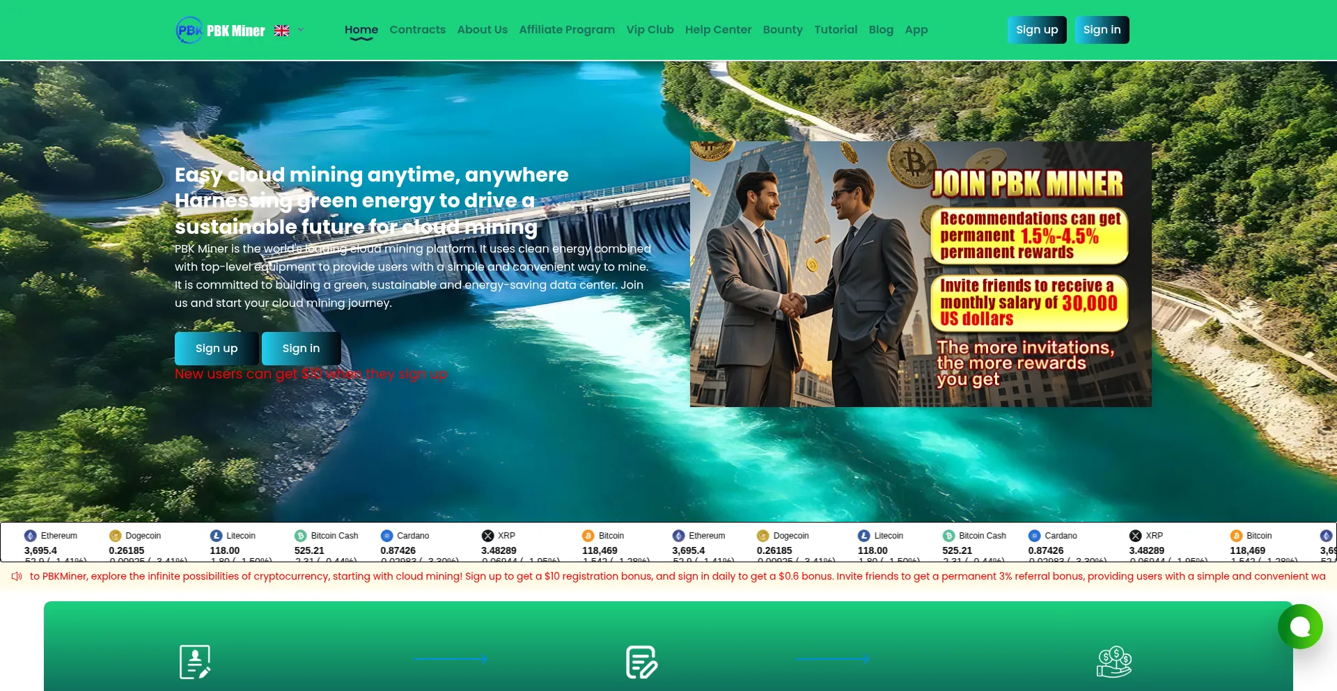 Website screenshot of Pbkminer.com