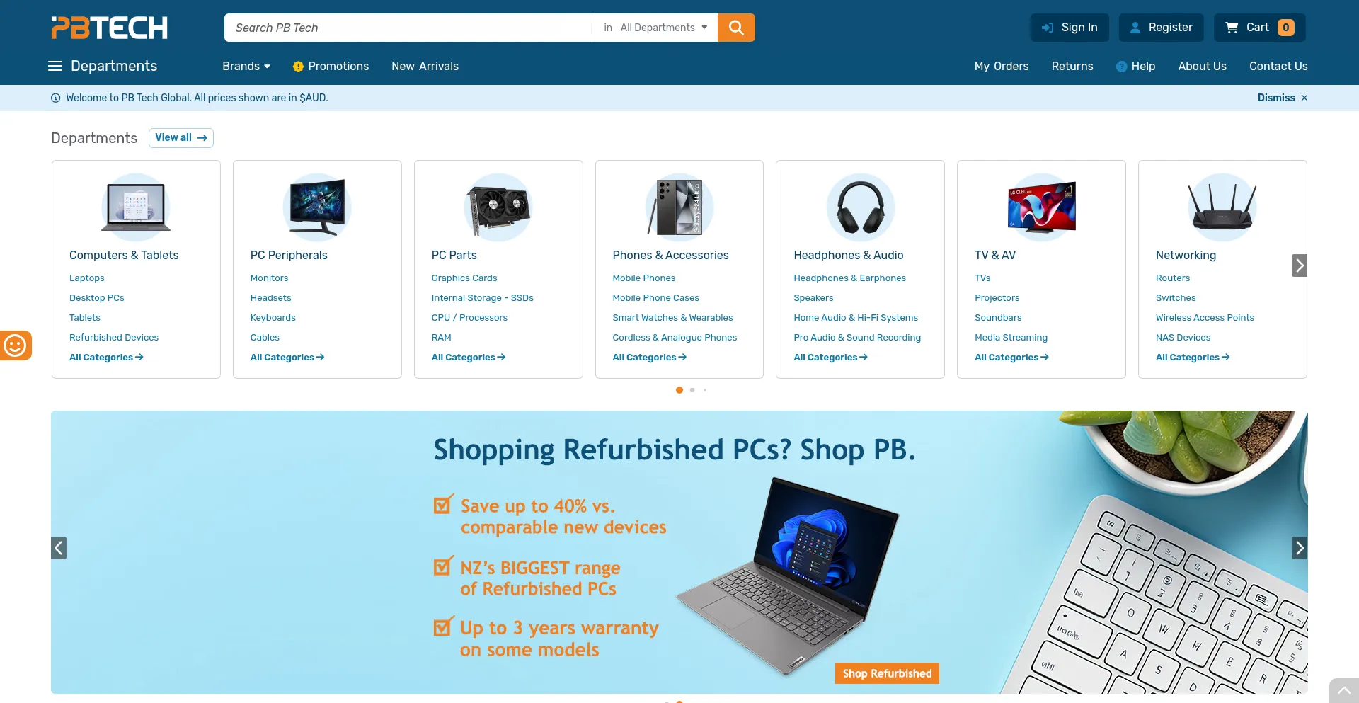 Website screenshot of Pbtech.com