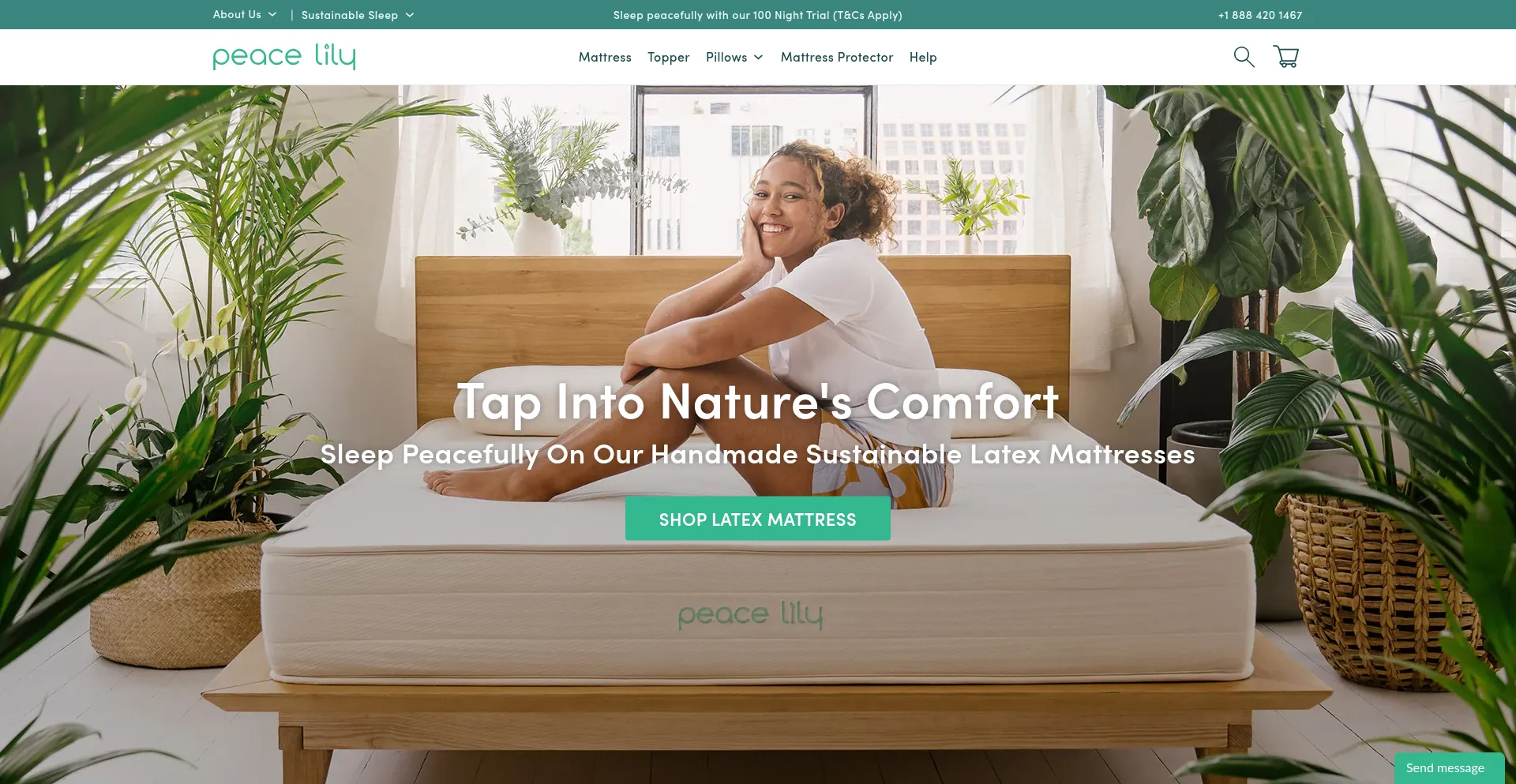 Website screenshot of Peacelily.com