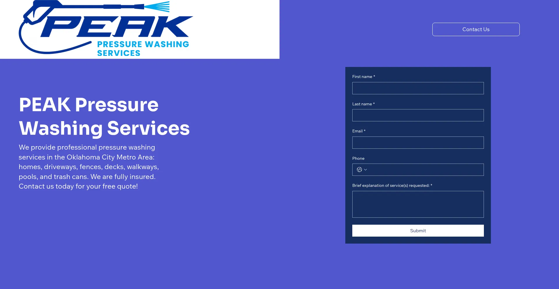 Website screenshot of Peak405.com