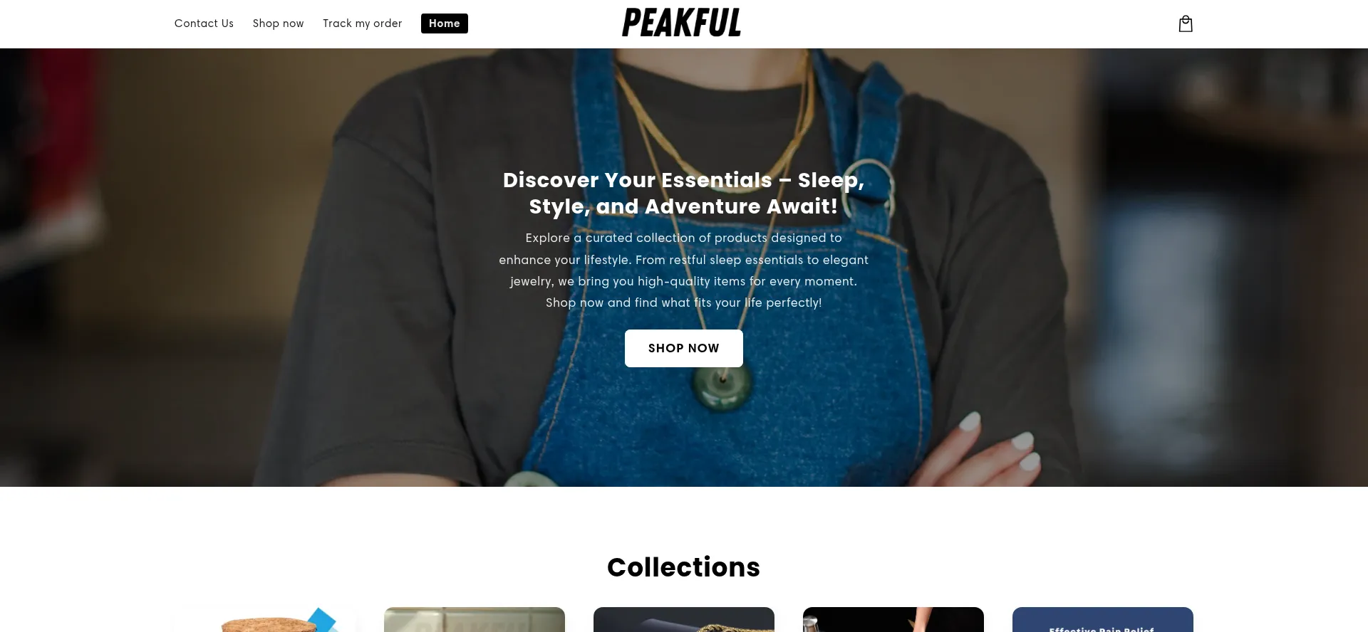 Website screenshot of Peakful.co