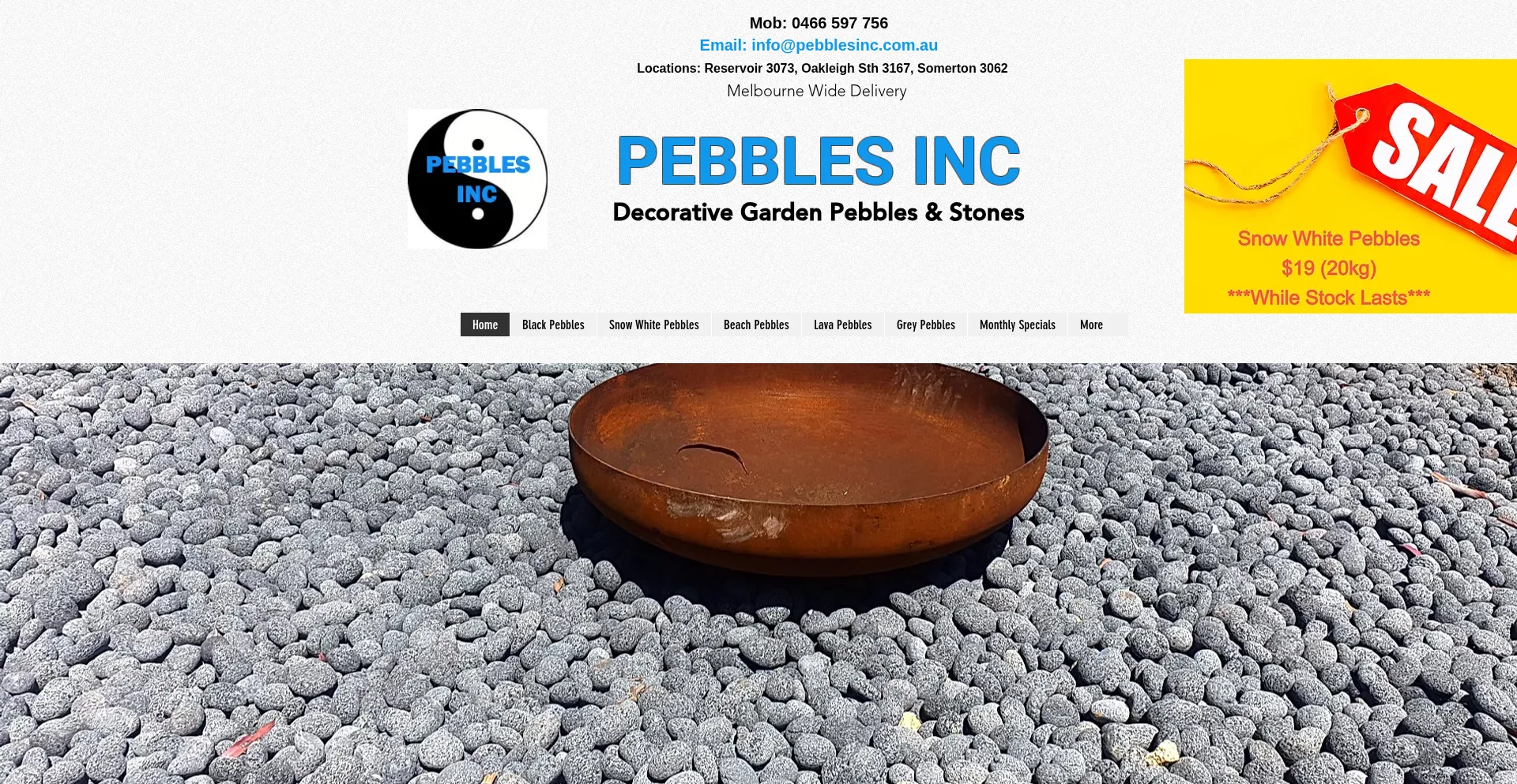 Website screenshot of Pebblesinc.com.au