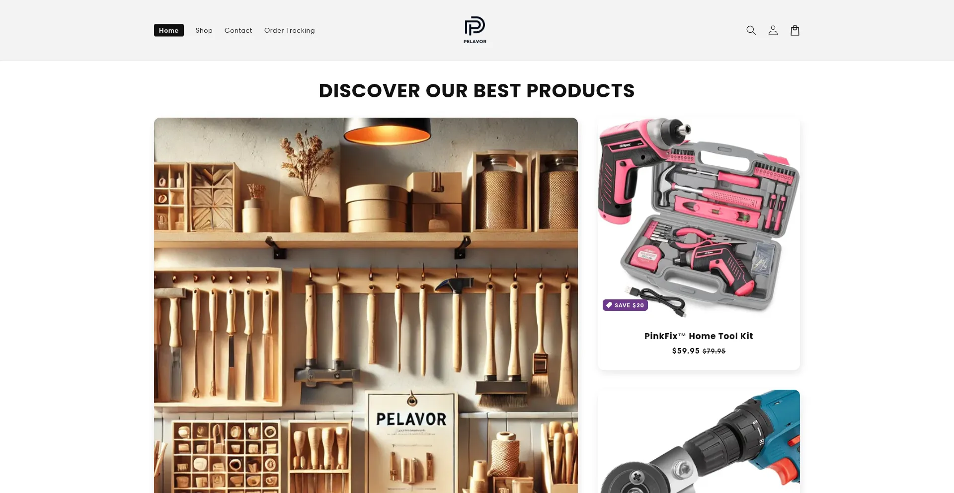 Website screenshot of Pelavor.shop