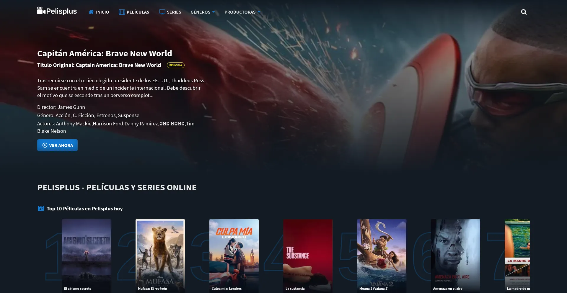 Website screenshot of Pelisplushd.world