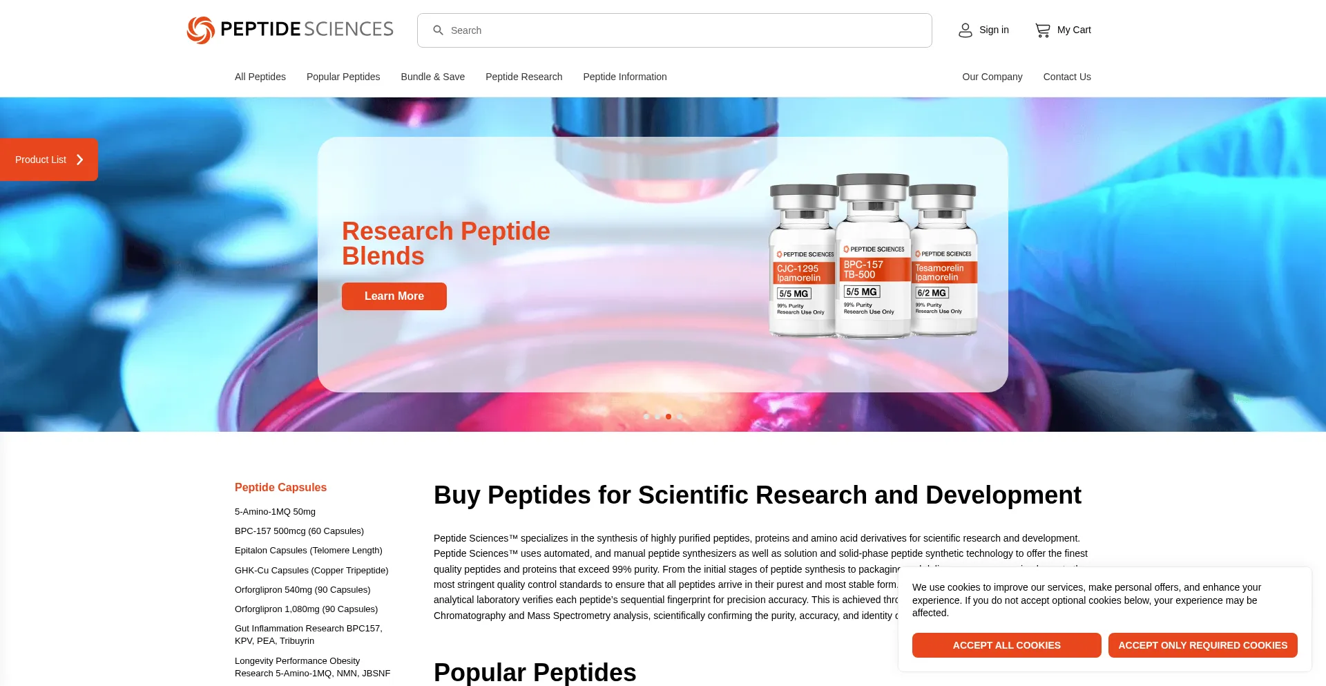 Peptidelabs.com Screenshot