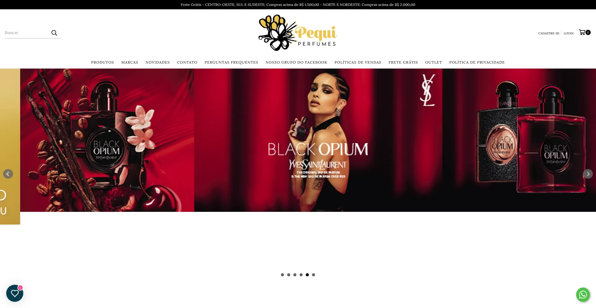 Website screenshot of Pequiperfumes.com.br