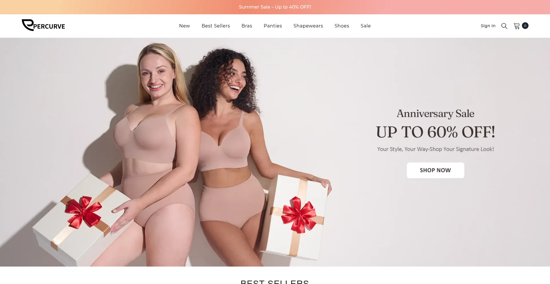 Website screenshot of Percurve.com