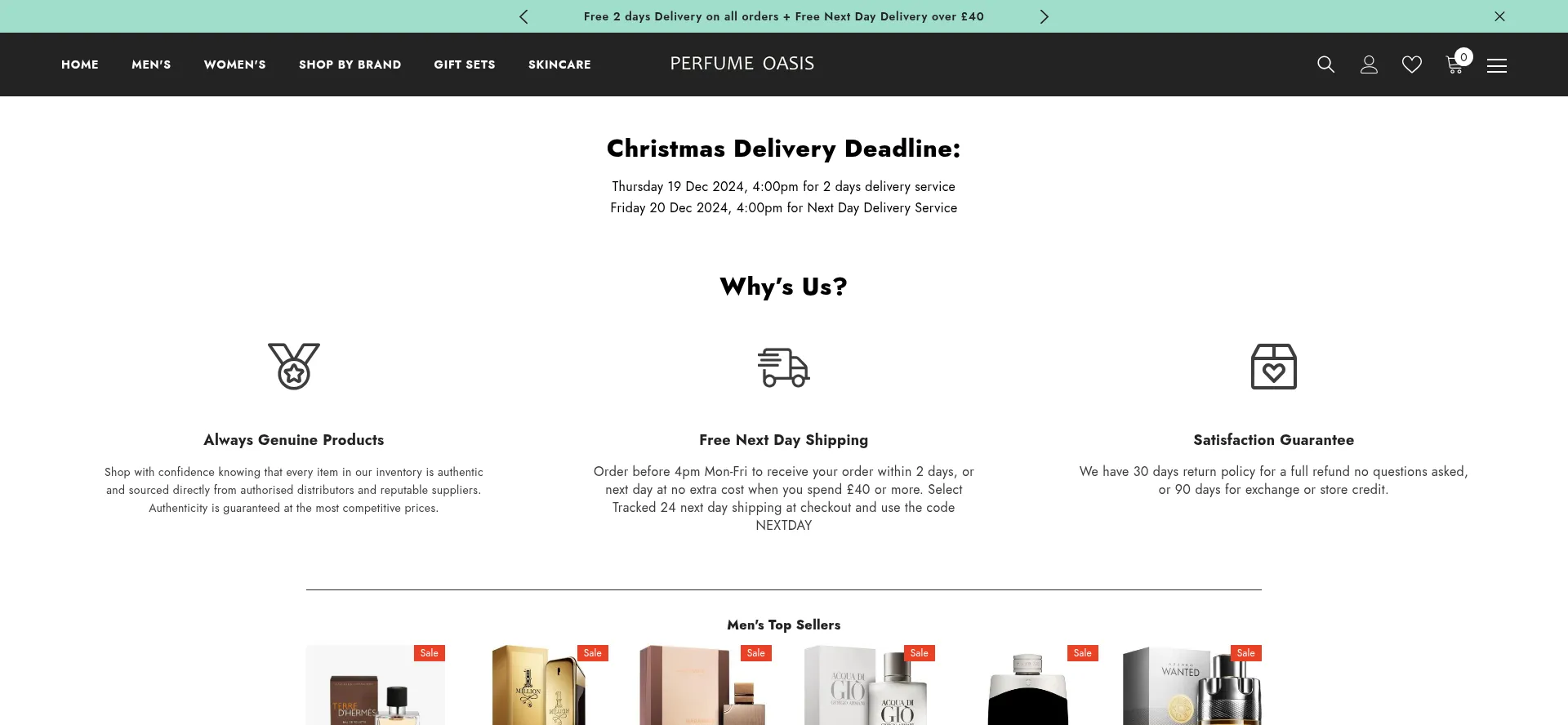 Website screenshot of Perfumeoasis.co.uk