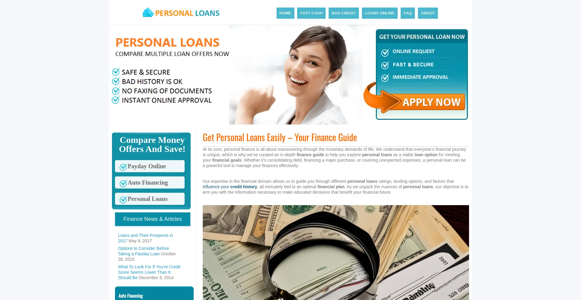 Website screenshot of Personal-loans.com