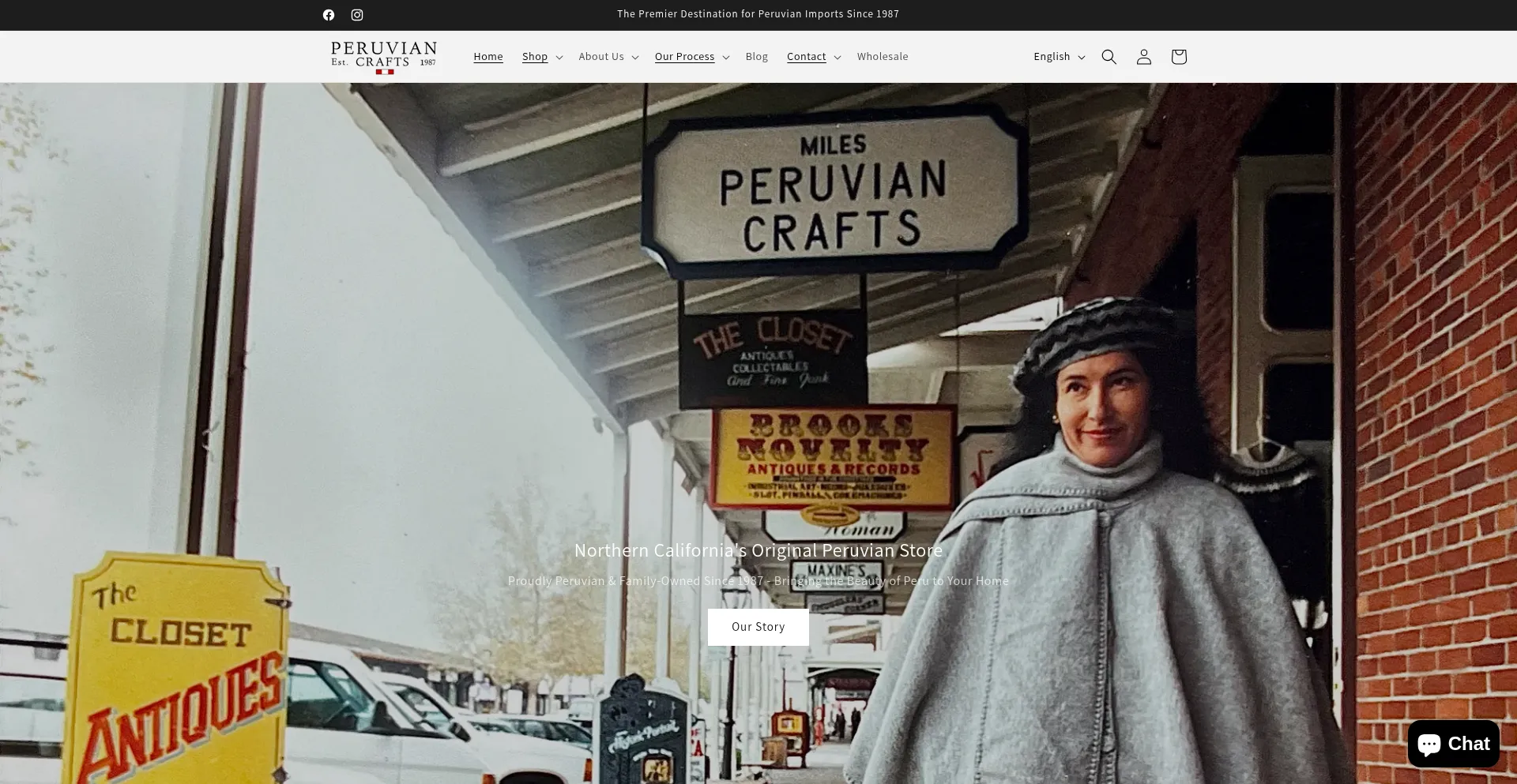 Website screenshot of Peruviancrafts.com