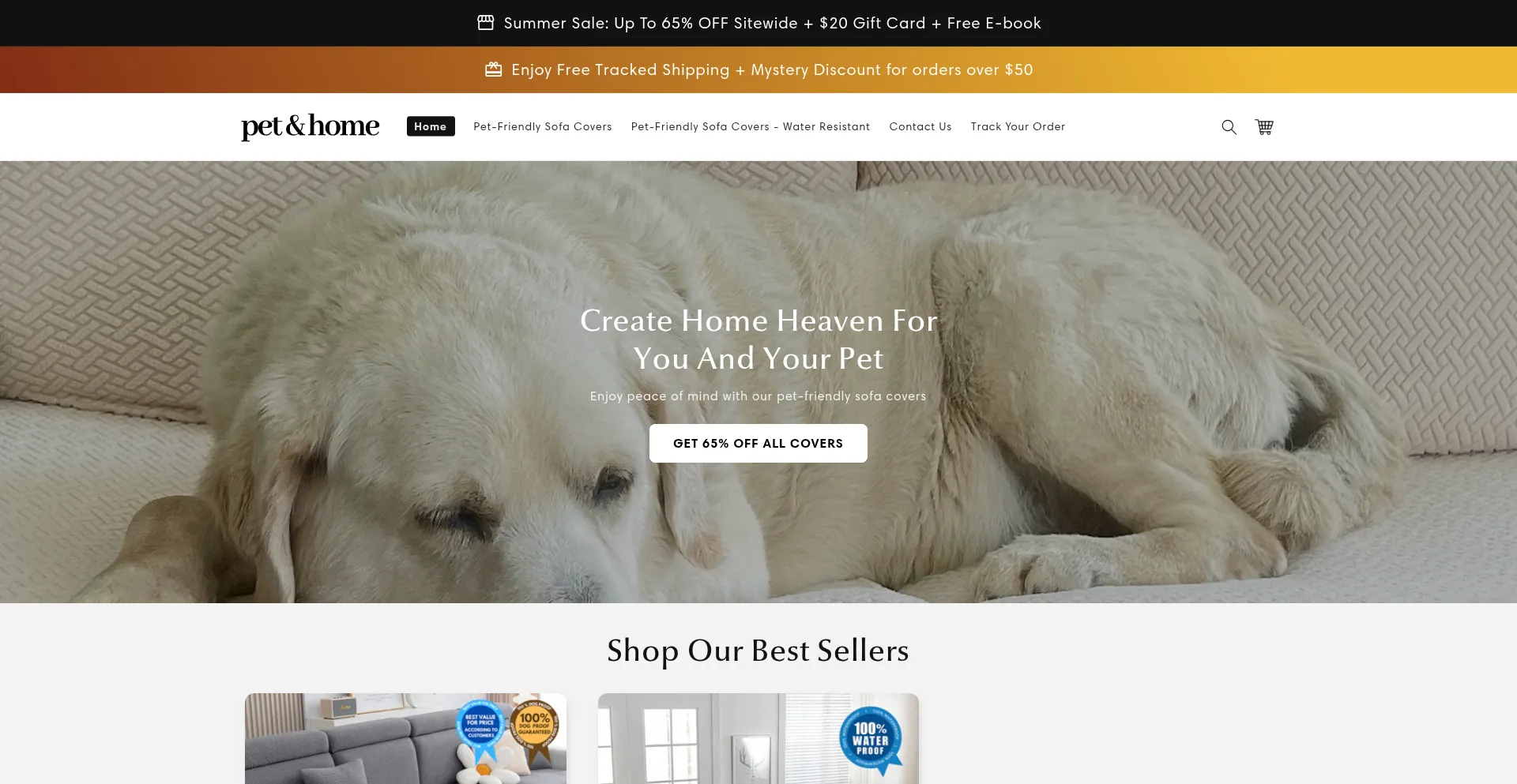 Website screenshot of Petandhomeco.com
