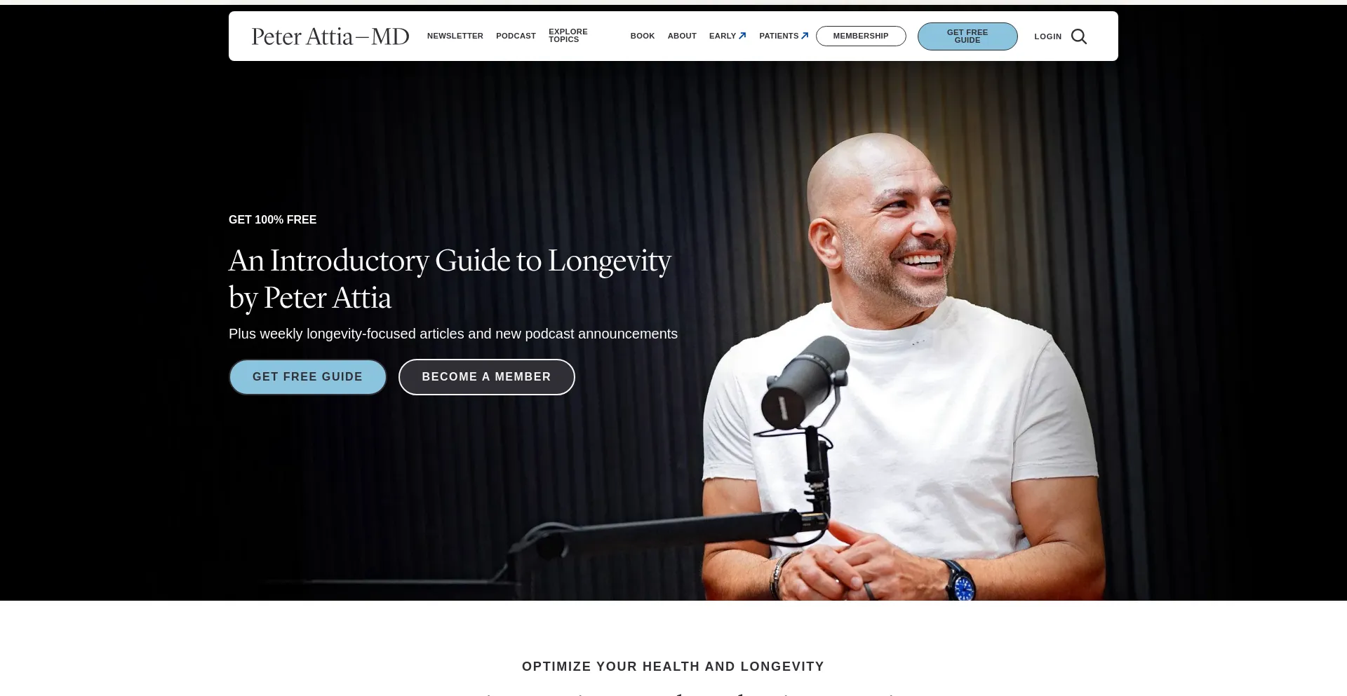Website screenshot of Peterattiamd.com