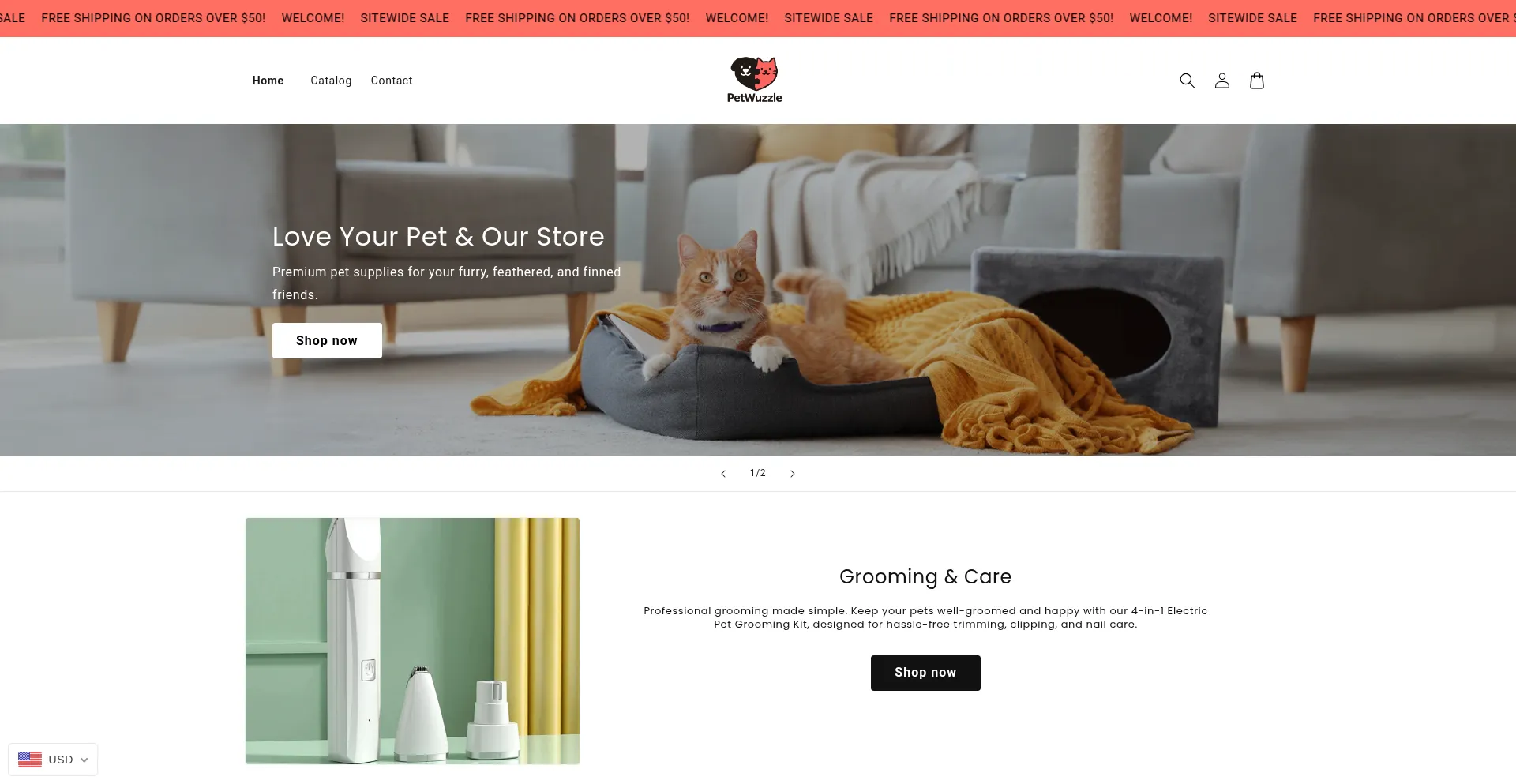 Website screenshot of Petwuzzle.com