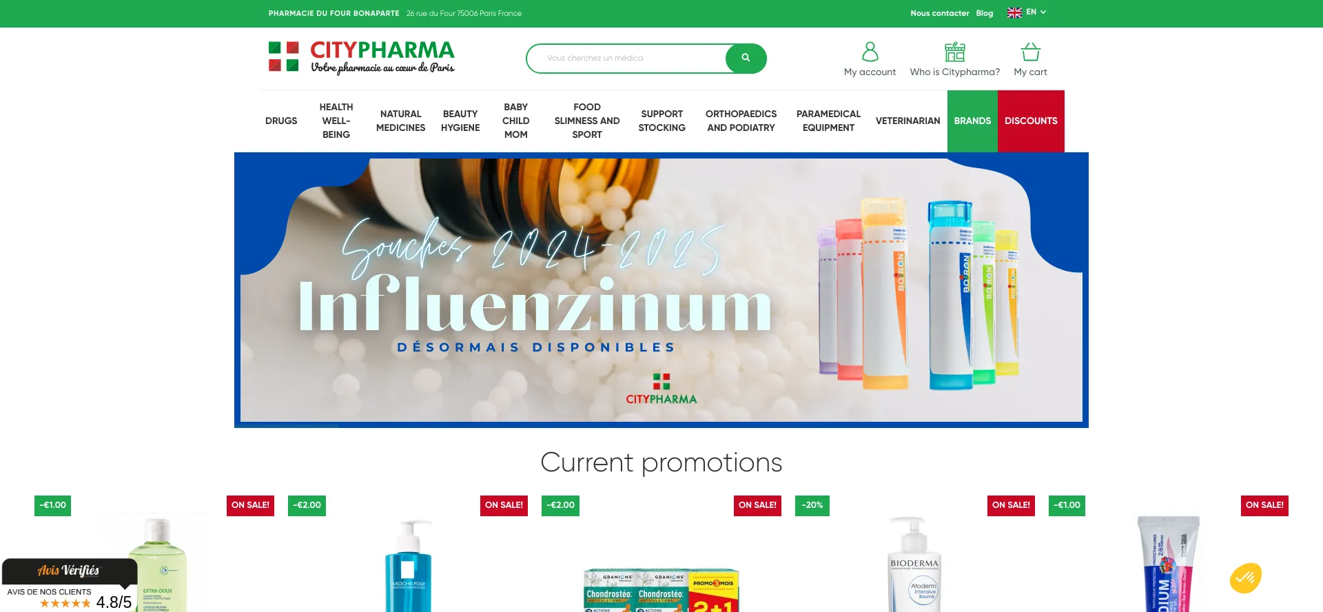 Website screenshot of Pharmacie-citypharma.fr