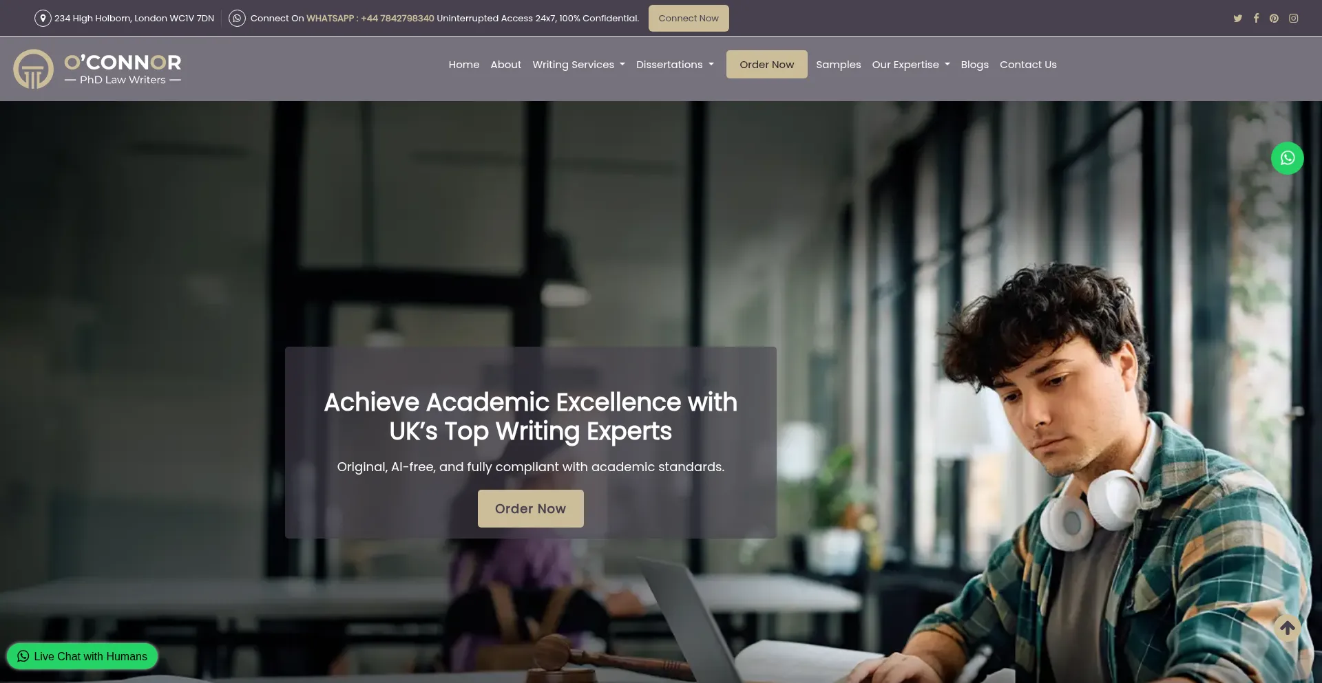 Website screenshot of Phdlawwriters.com