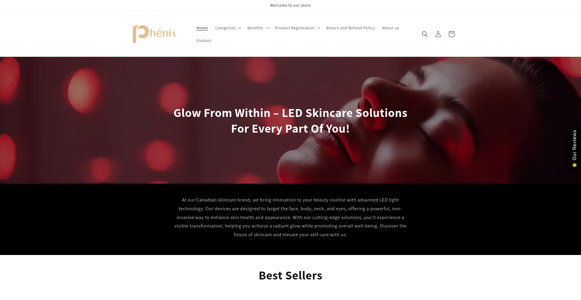 Website screenshot of Phenixbeauty.ca